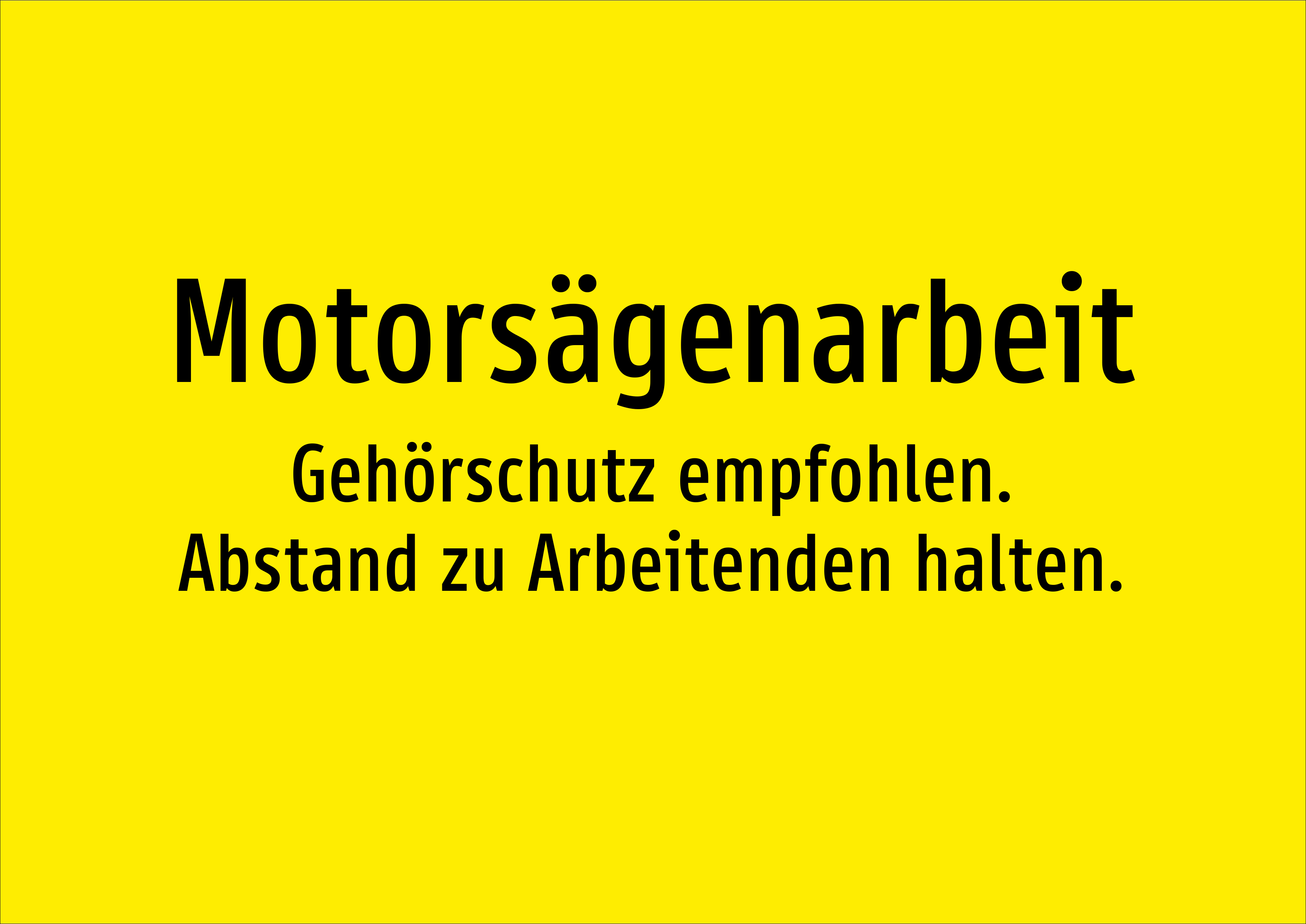 Motorsägenarbeit - Gehörschutz empfohlen. Abstand zu Arbeitenden halten. - Schild - Produktbild 2