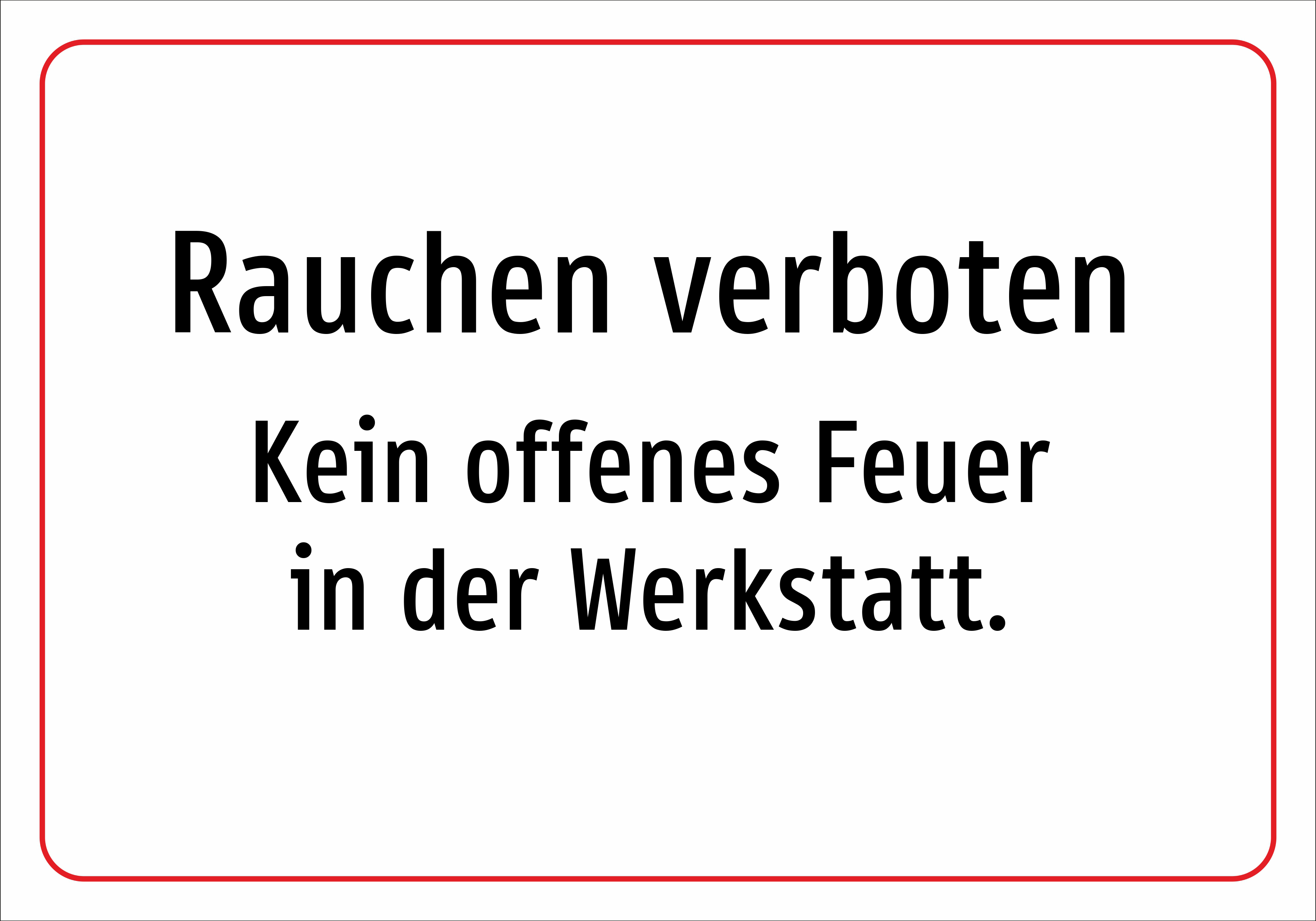 Rauchen verboten - Kein offenes Feuer in der Werkstatt. - Schild - Produktbild 2