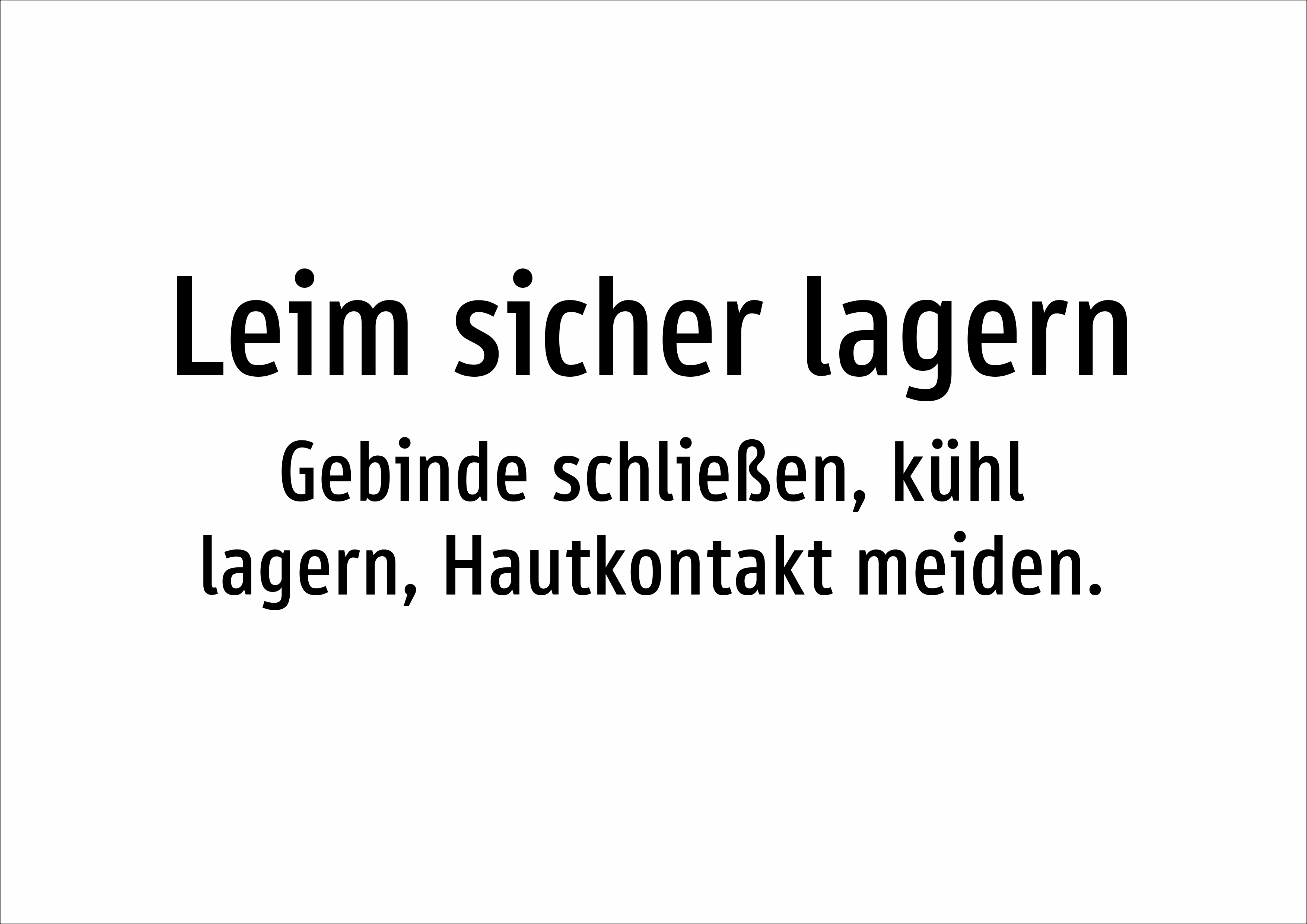 Leim sicher lagern - Gebinde schließen, kühl lagern, Hautkontakt meiden. - Schild - Produktbild 2