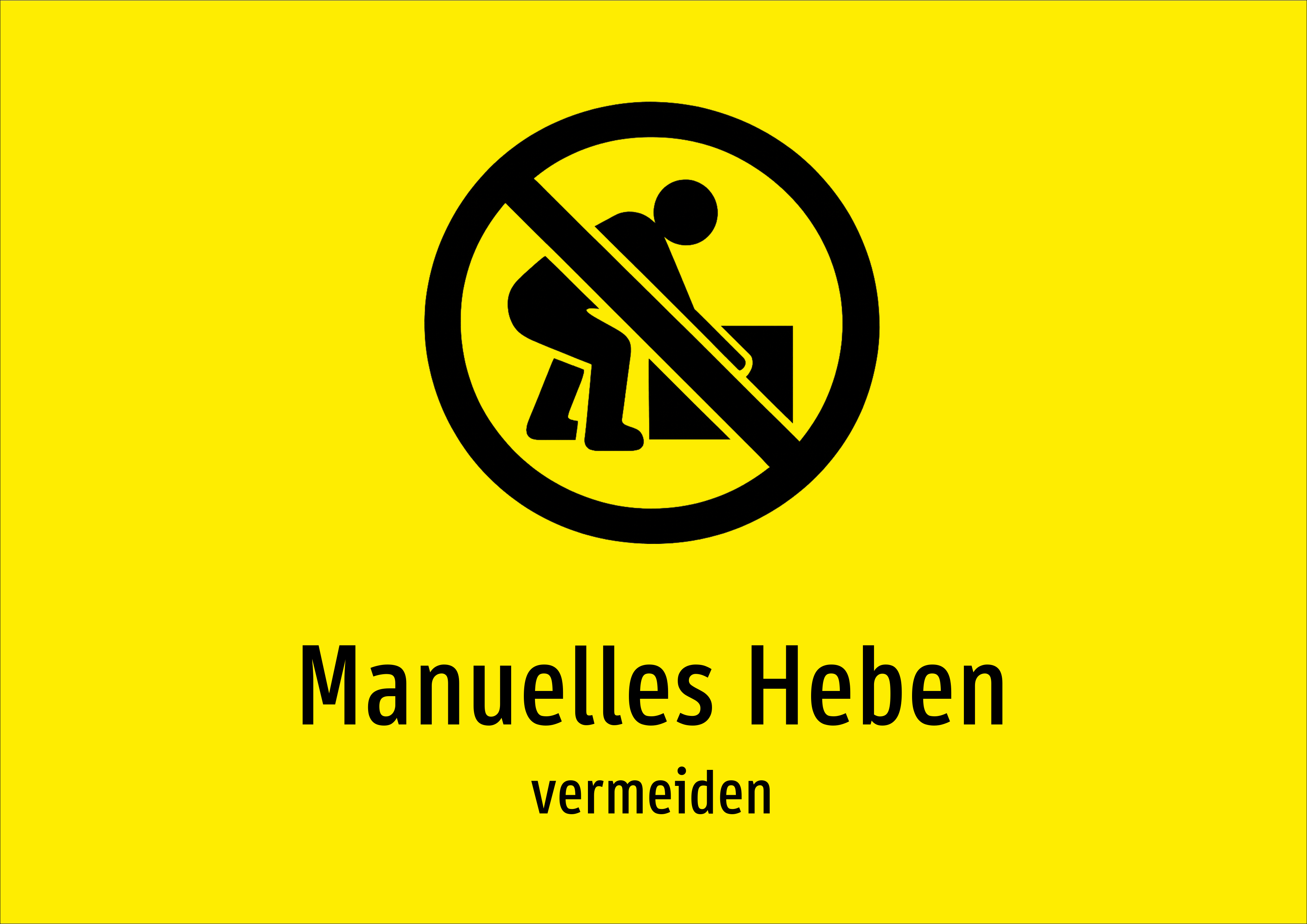 Manuelles Heben - vermeiden - Schild