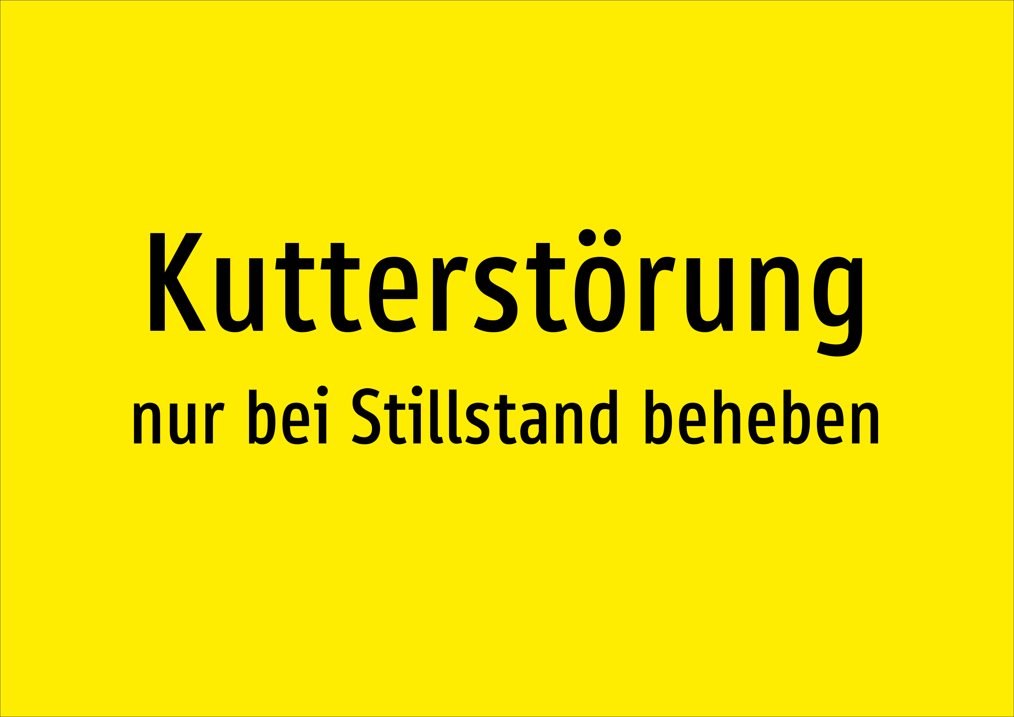 Kutterstörung - nur bei Stillstand beheben - Schild - Produktbild 2