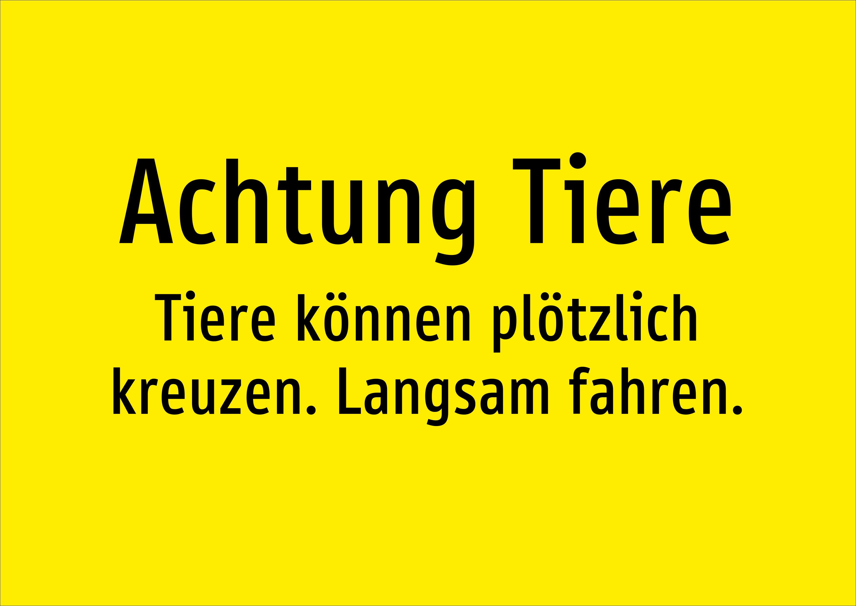 Achtung Tiere - Tiere können plötzlich kreuzen. Langsam fahren. - Schild - Produktbild 2