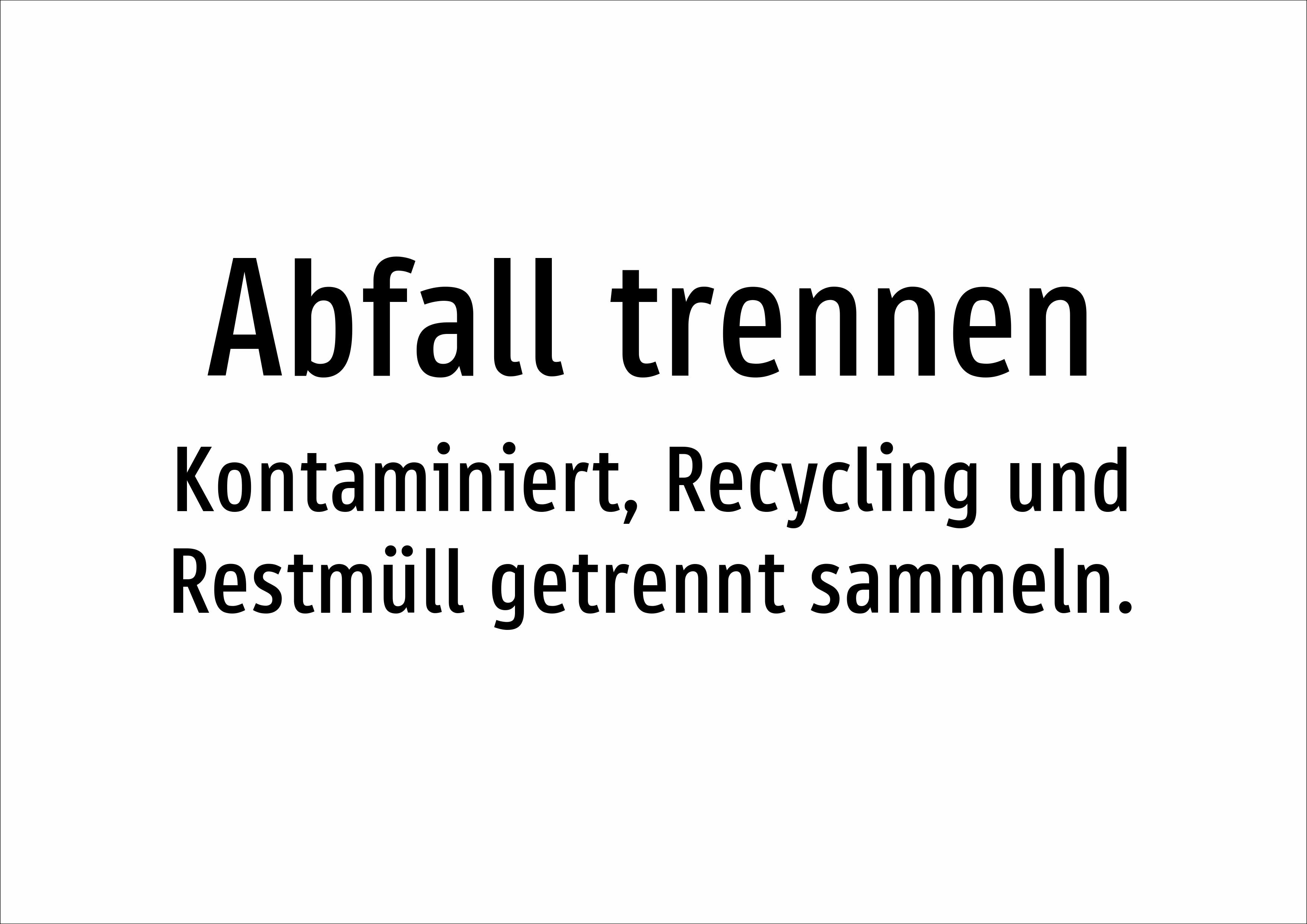 Abfall trennen - Kontaminiert, Recycling und Restmüll getrennt sammeln. - Schild - Produktbild 2