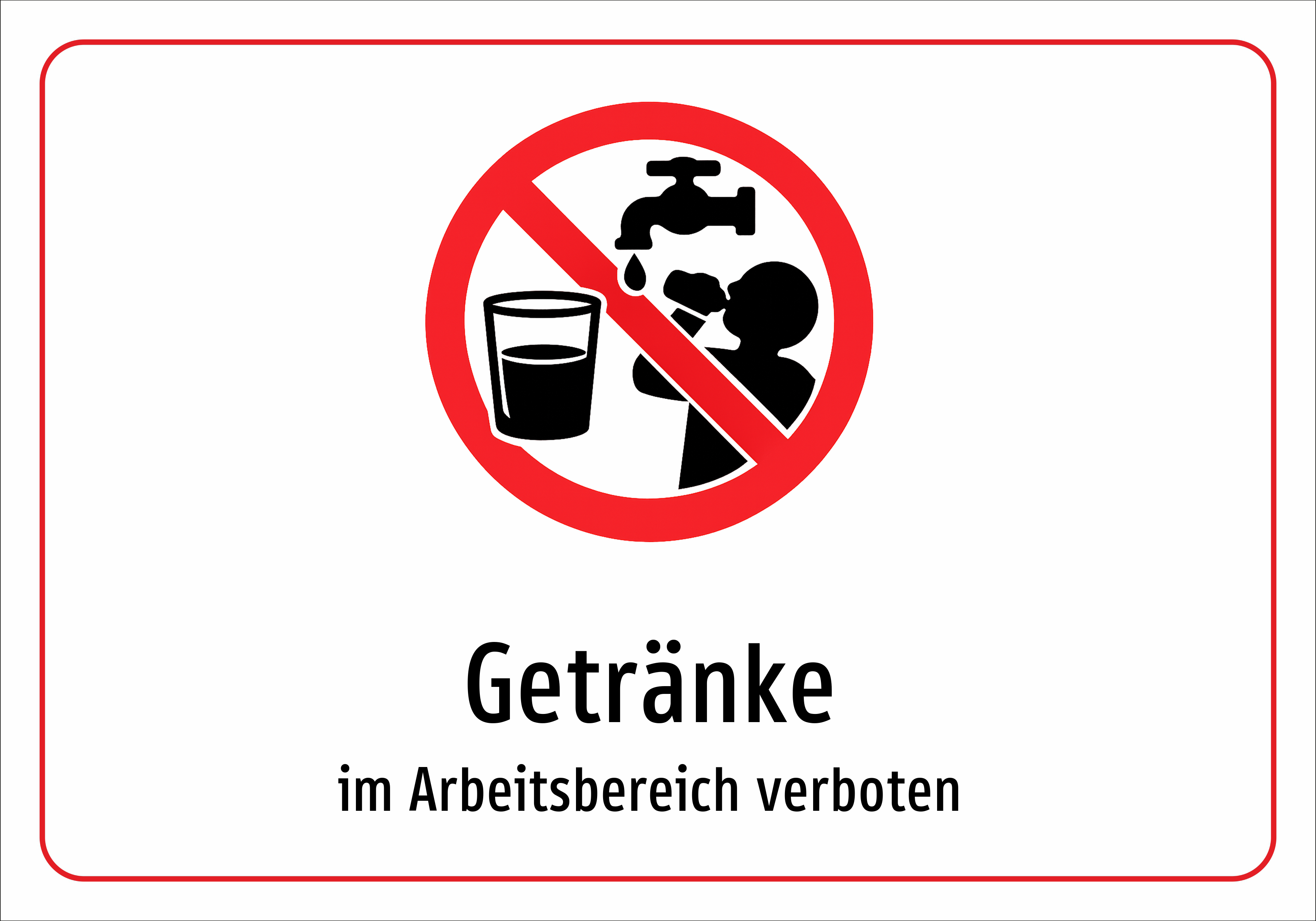 Getränke - im Arbeitsbereich verboten - Schild