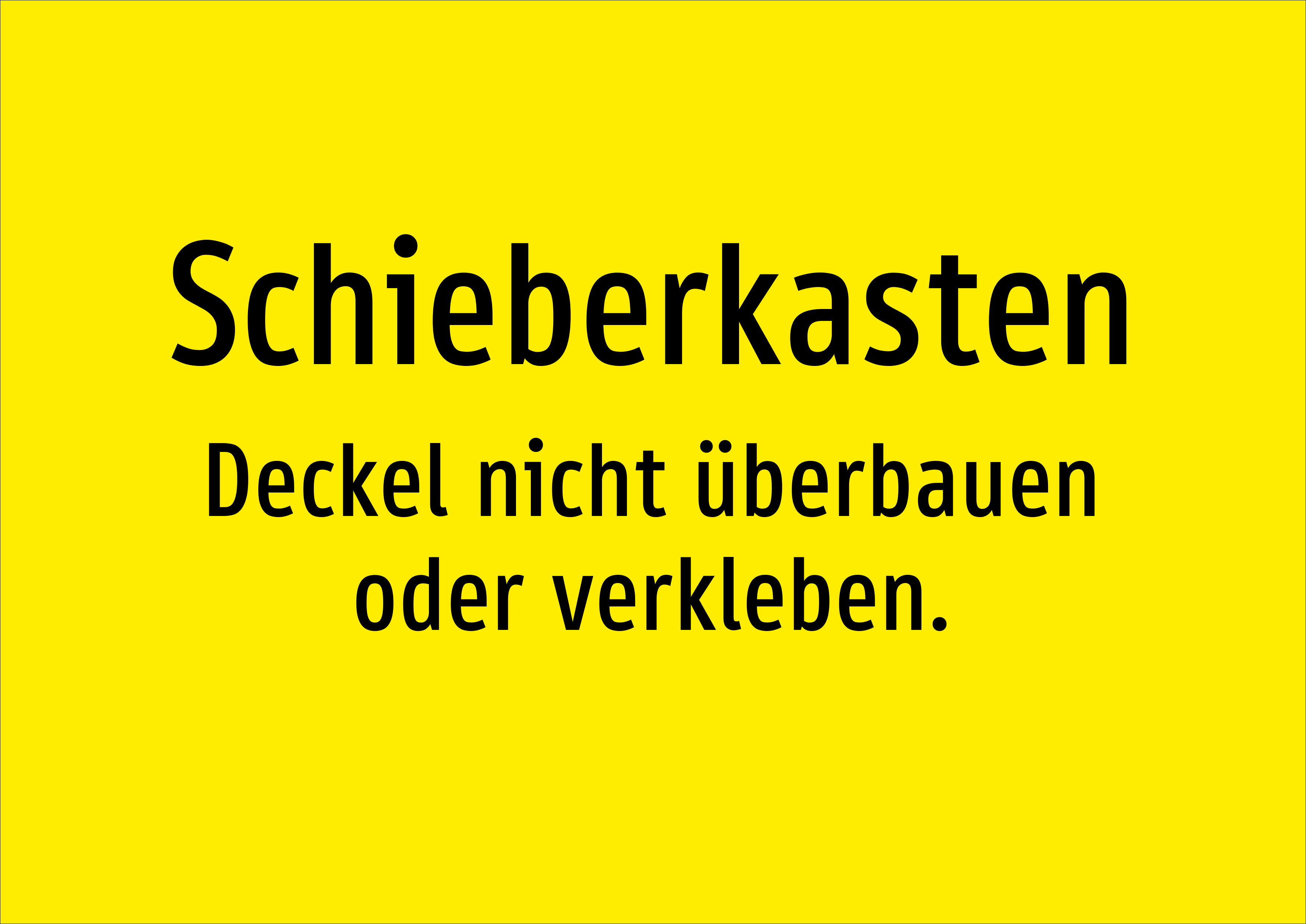 Schieberkasten - Deckel nicht überbauen oder verkleben. - Schild - Produktbild 2