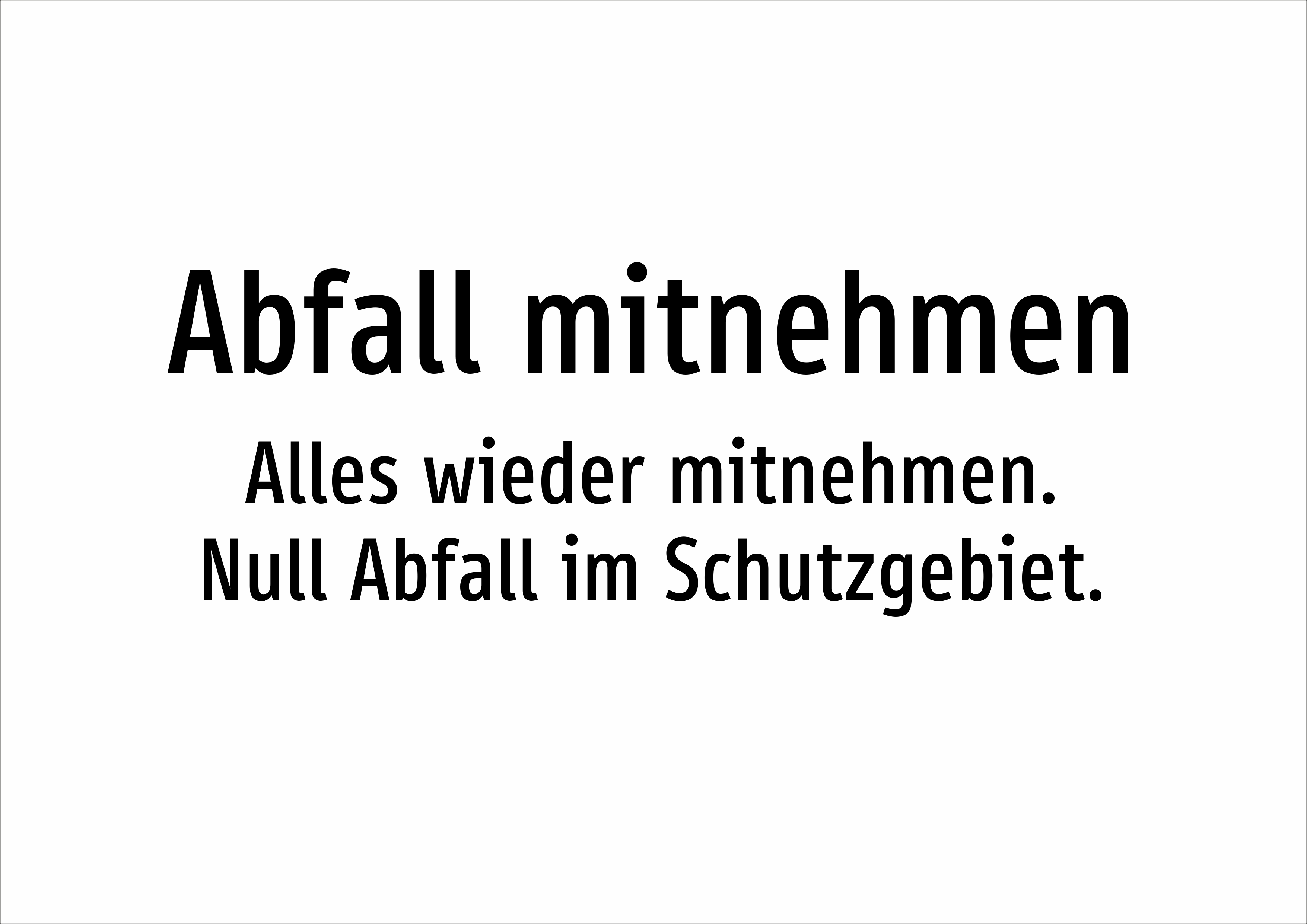 Abfall mitnehmen - Alles wieder mitnehmen. Null Abfall im Schutzgebiet. - Schild - Produktbild 2