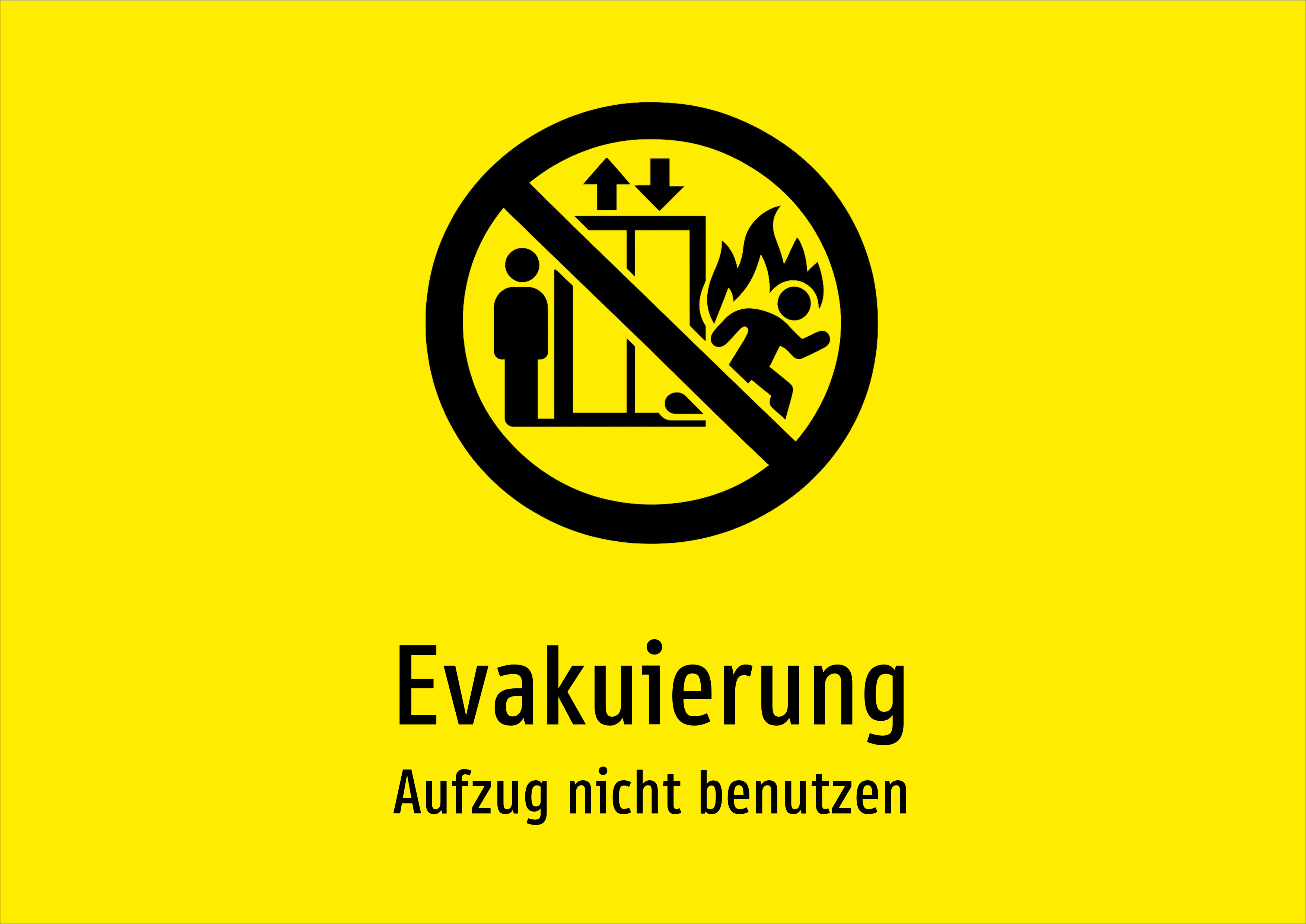 Evakuierung - Aufzug nicht benutzen - Schild