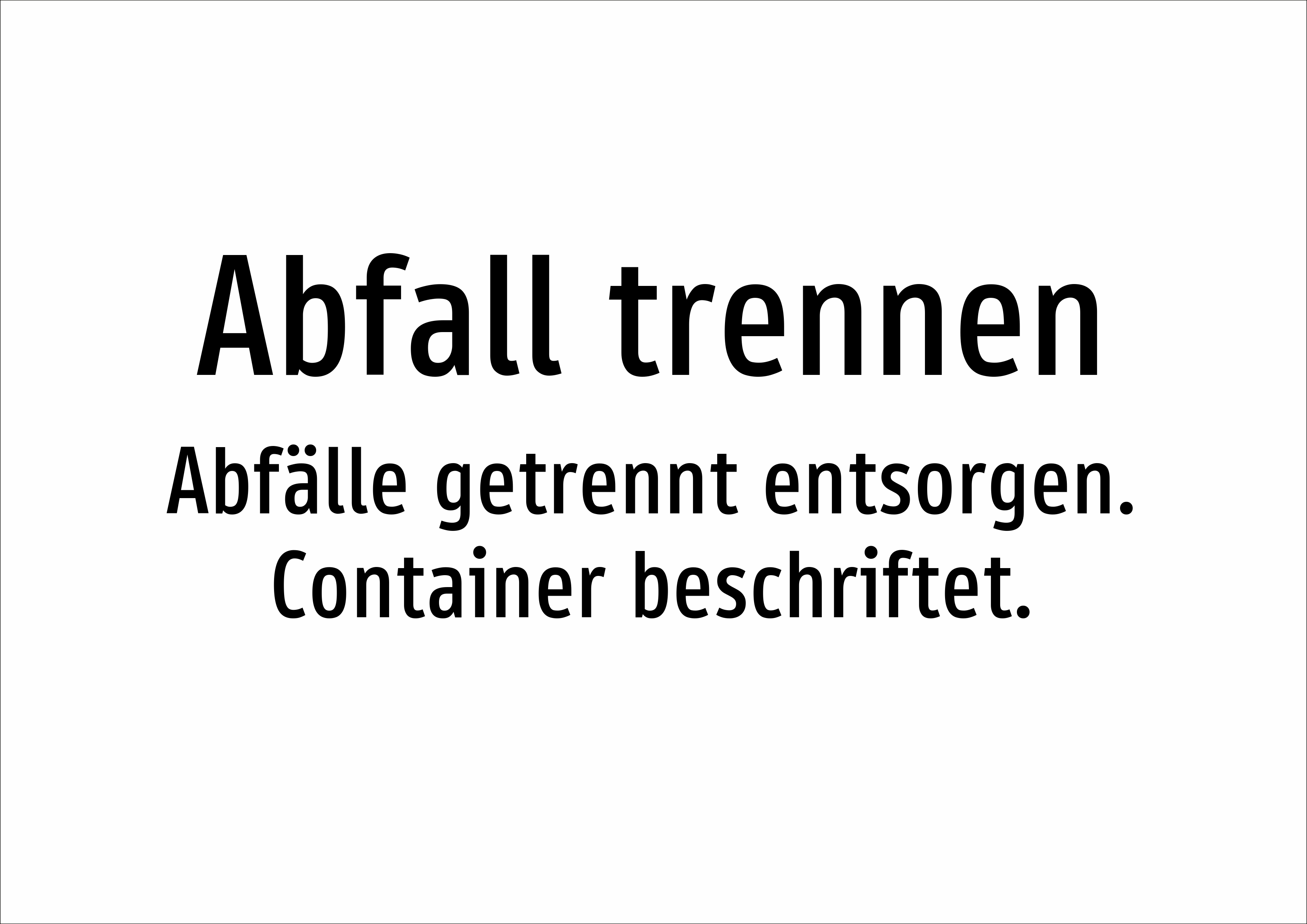 Abfall trennen - Abfälle getrennt entsorgen. Container beschriftet. - Schild - Produktbild 2