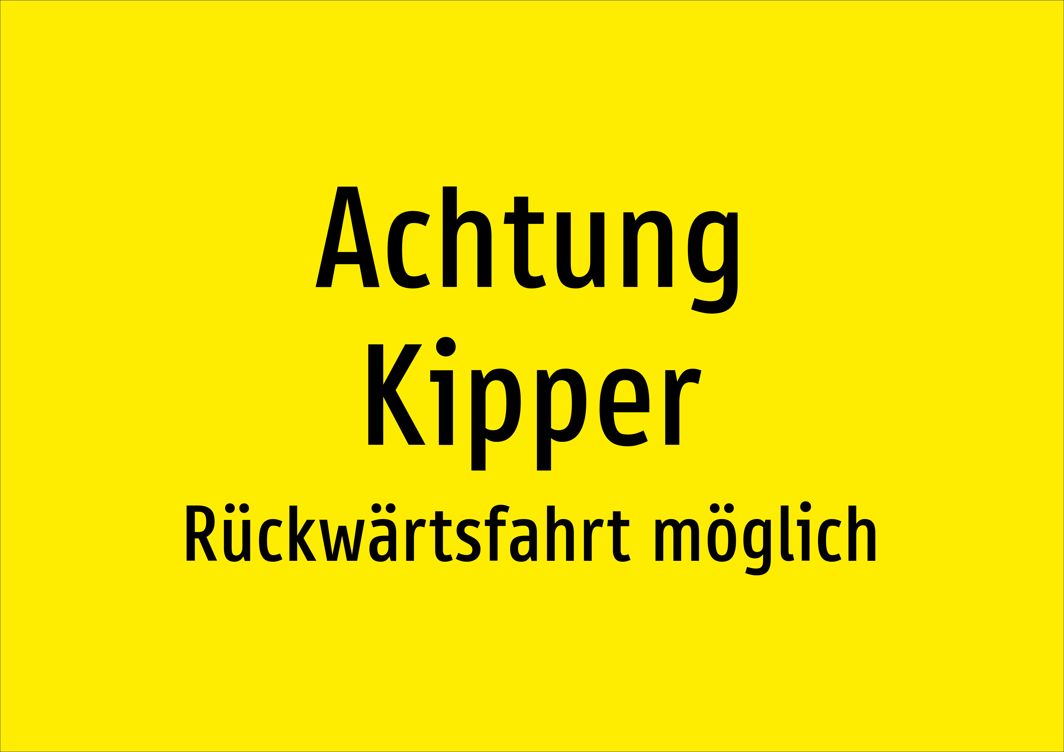 Achtung Kipper - Rückwärtsfahrt möglich - Schild - Produktbild 2