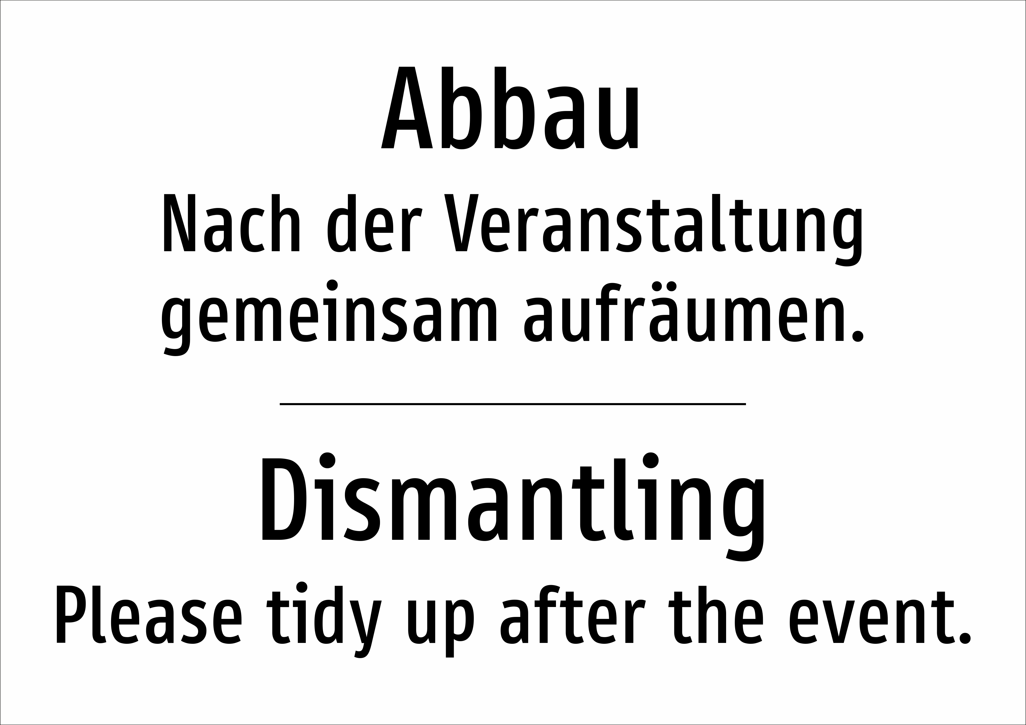 Abbau - Nach der Veranstaltung gemeinsam aufräumen. - Schild - Produktbild 2