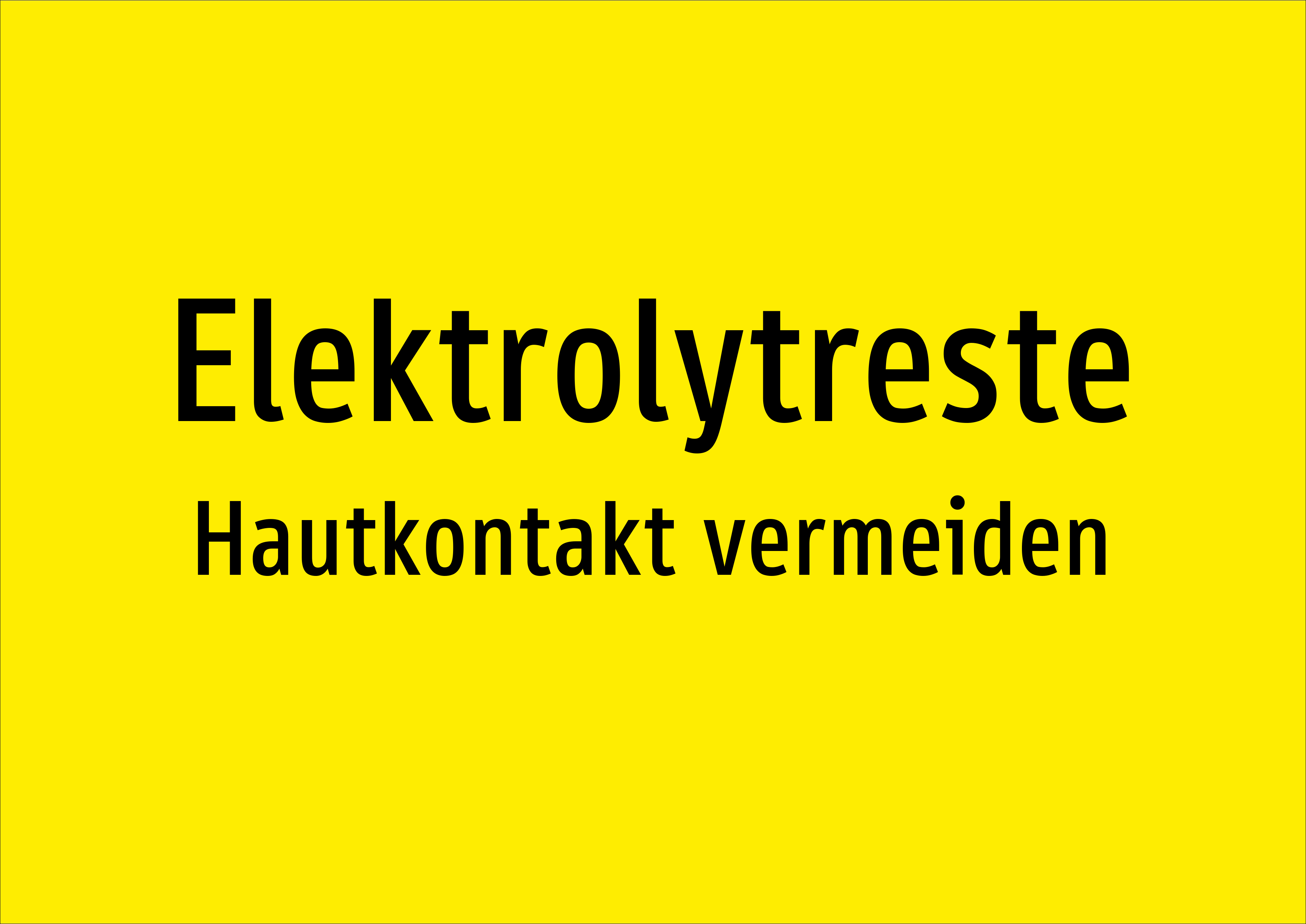 Elektrolytreste - Hautkontakt vermeiden - Schild - Produktbild 2