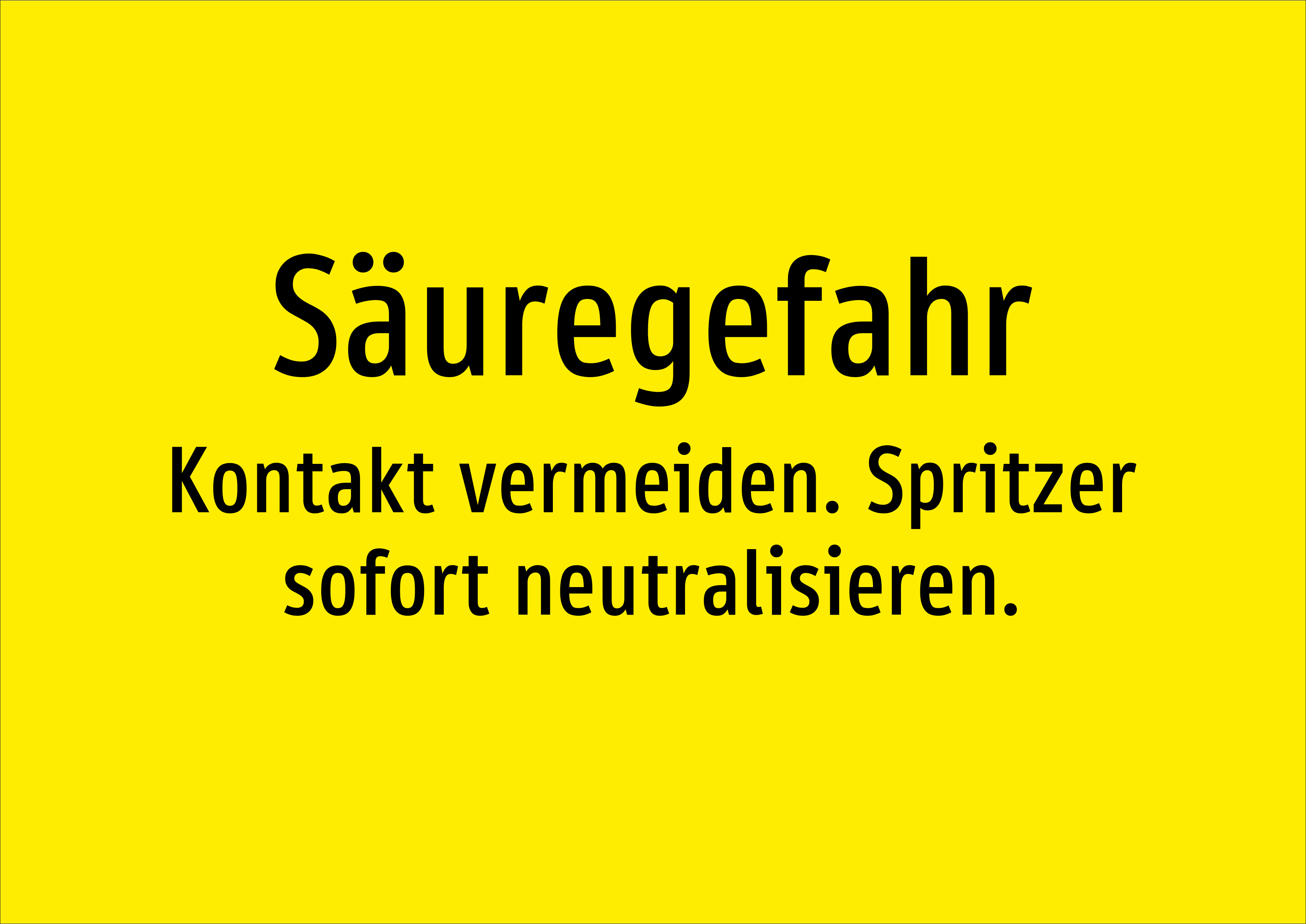 Säuregefahr - Kontakt vermeiden. Spritzer sofort neutralisieren. - Schild - Produktbild 2