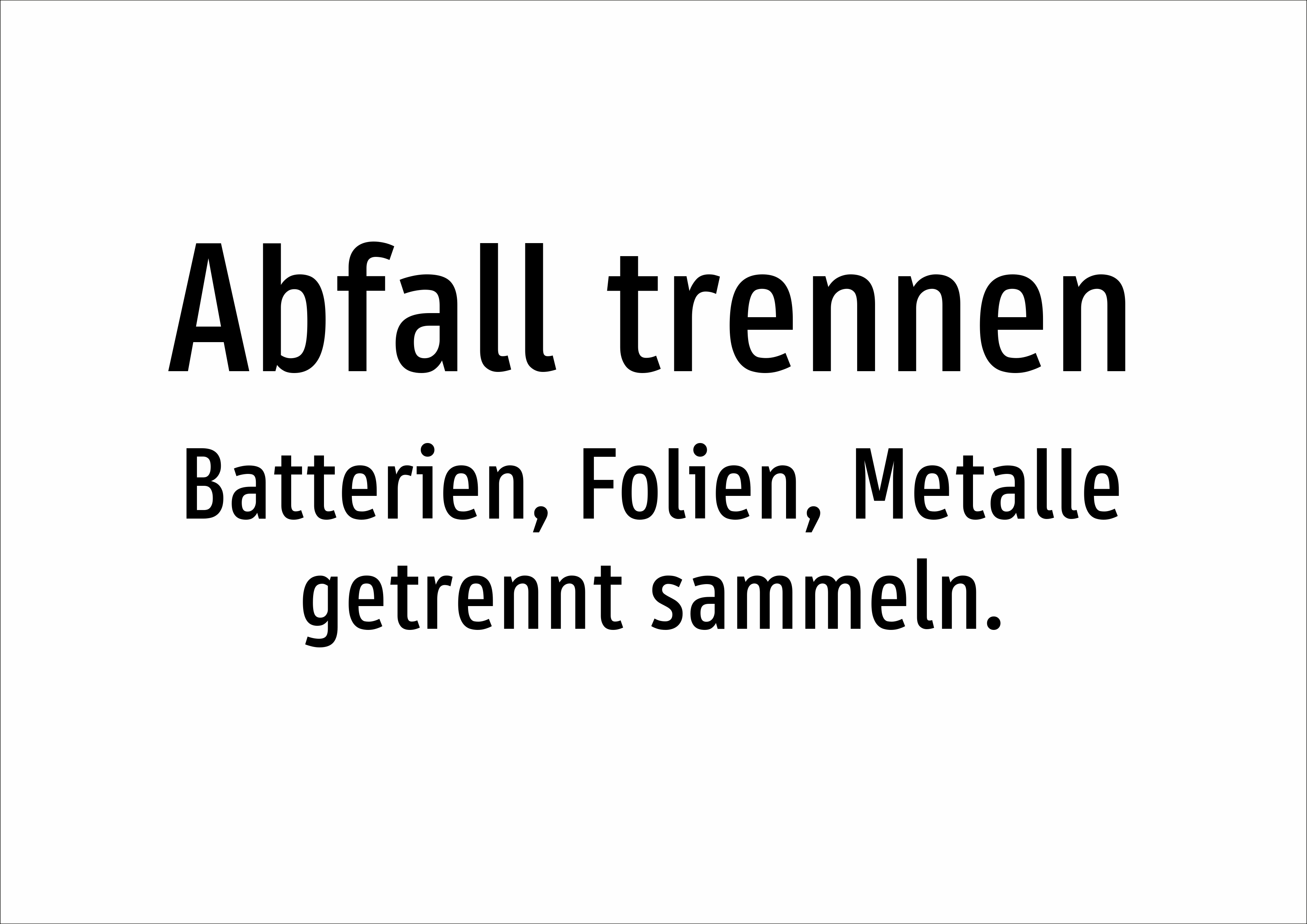 Abfall trennen - Batterien, Folien, Metalle getrennt sammeln. - Schild - Produktbild 2