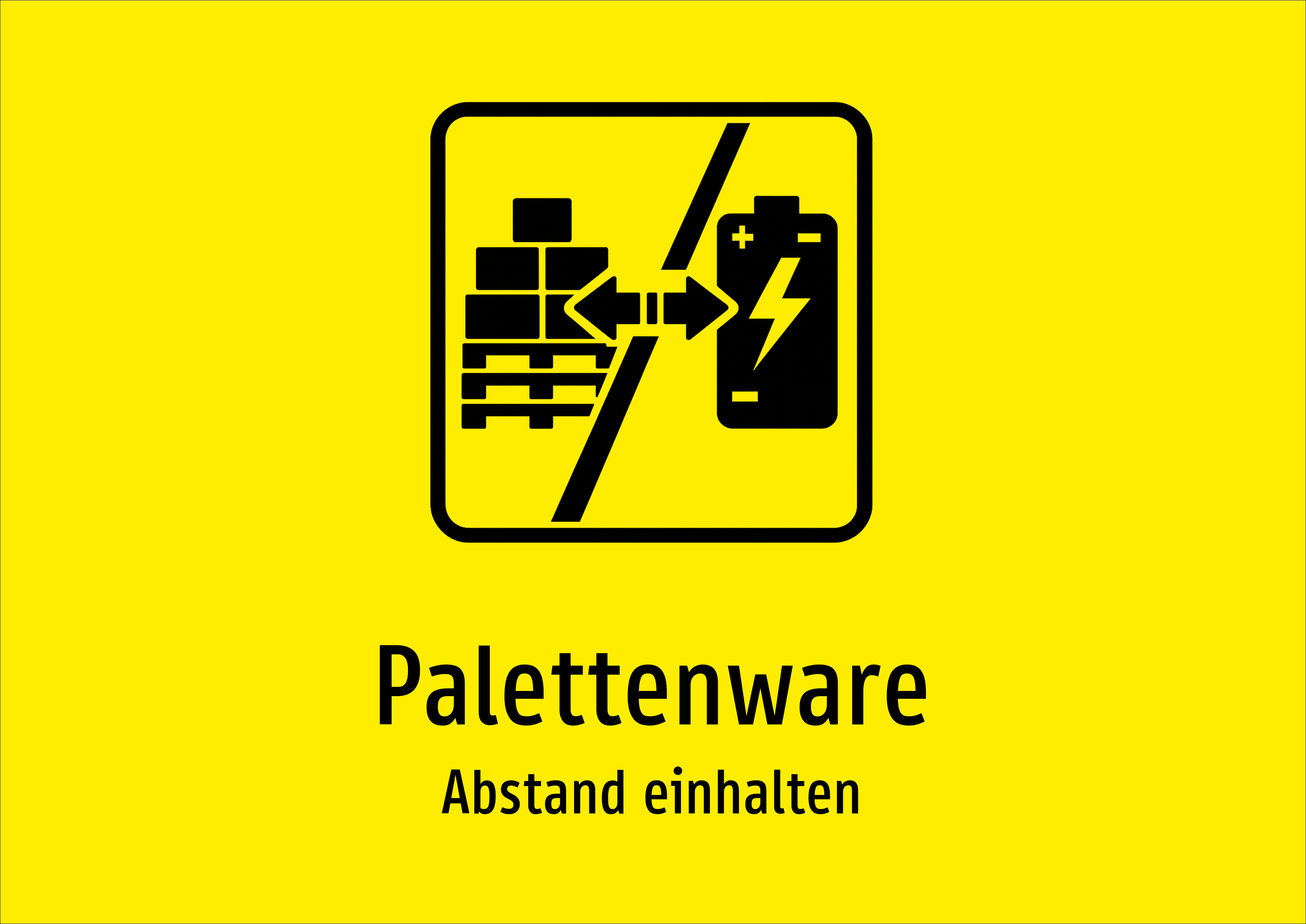 Palettenware - Abstand einhalten - Schild