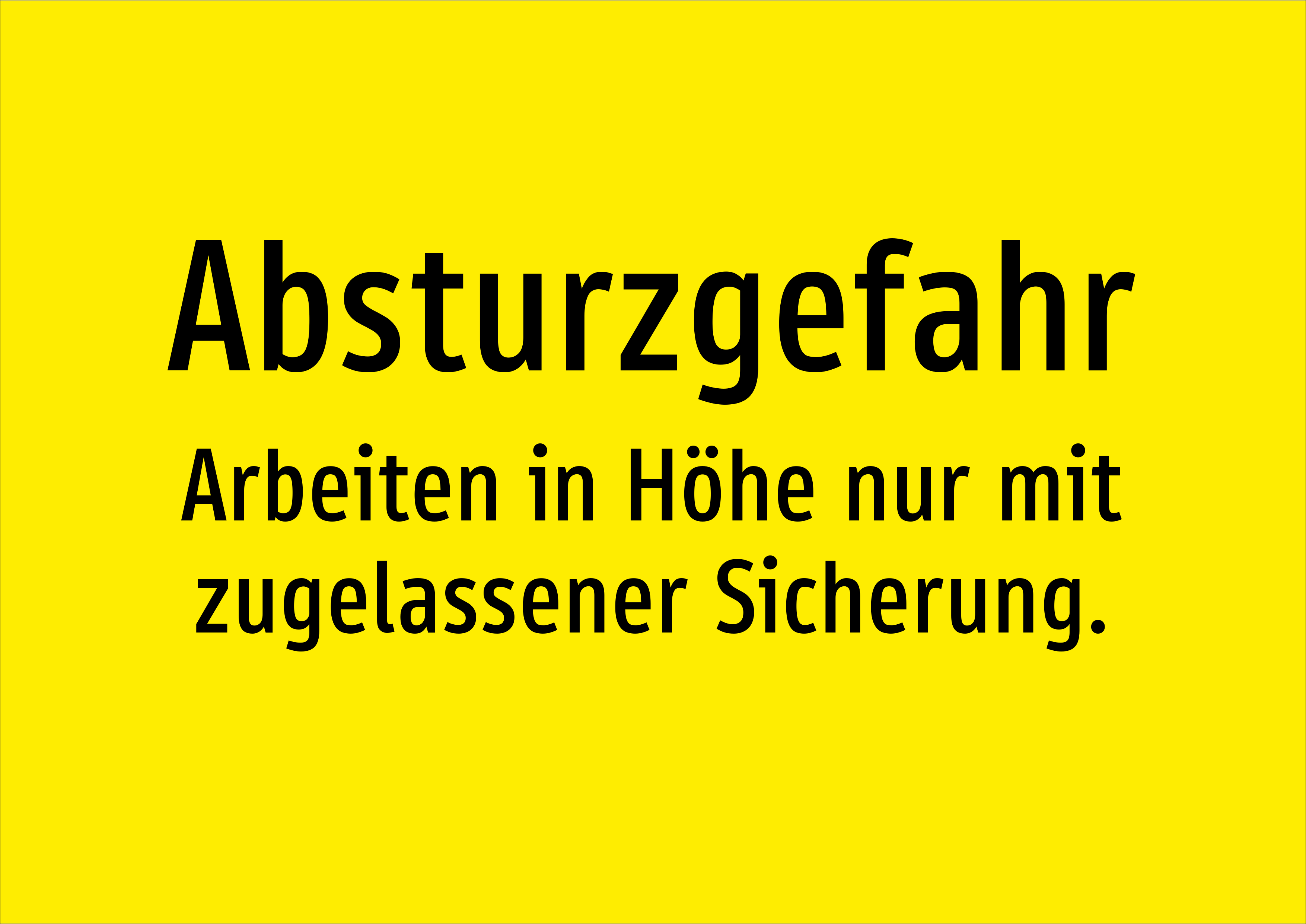 Absturzgefahr - Arbeiten in Höhe nur mit zugelassener Sicherung. - Schild - Produktbild 2