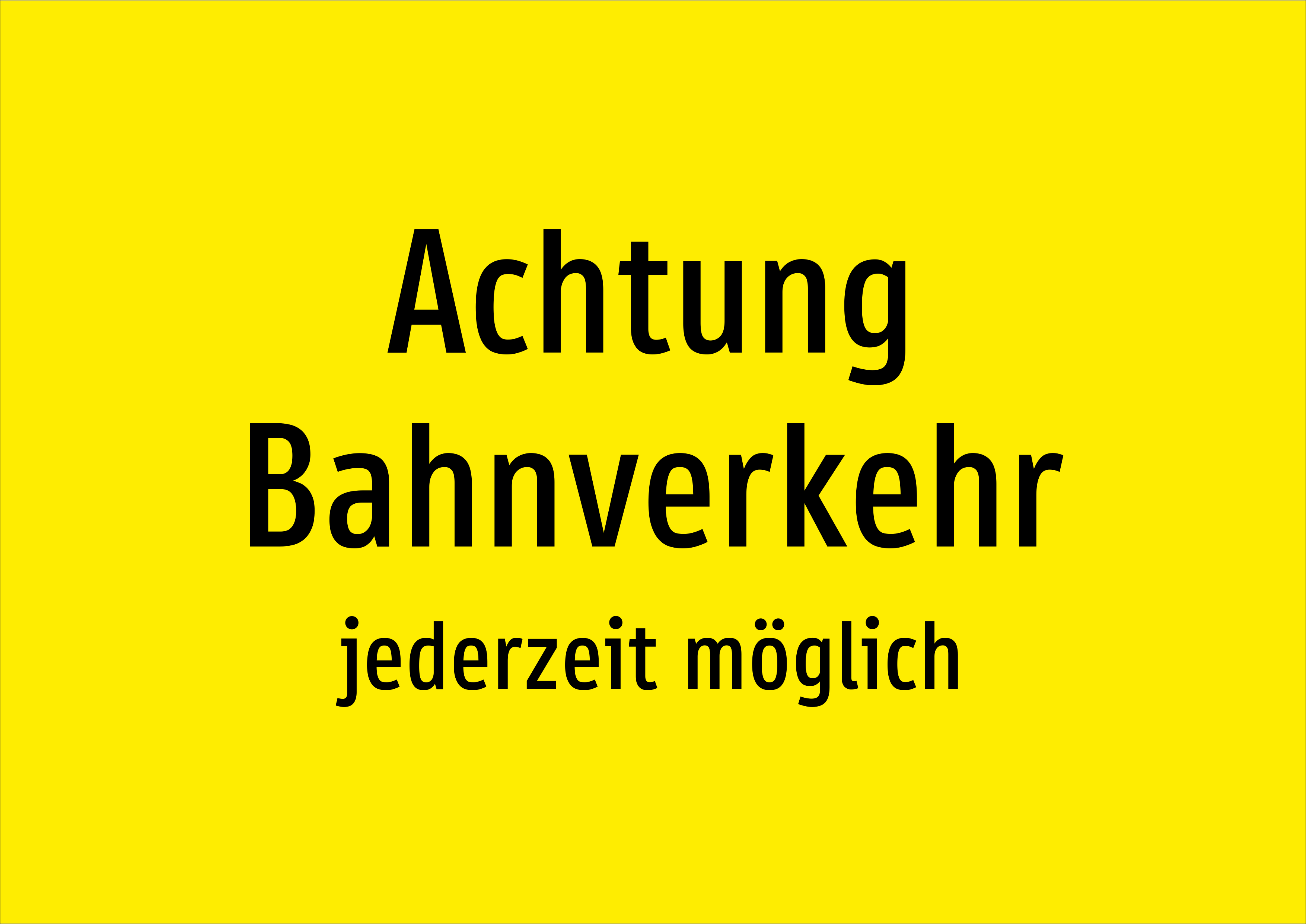 Achtung Bahnverkehr - jederzeit möglich - Schild - Produktbild 2