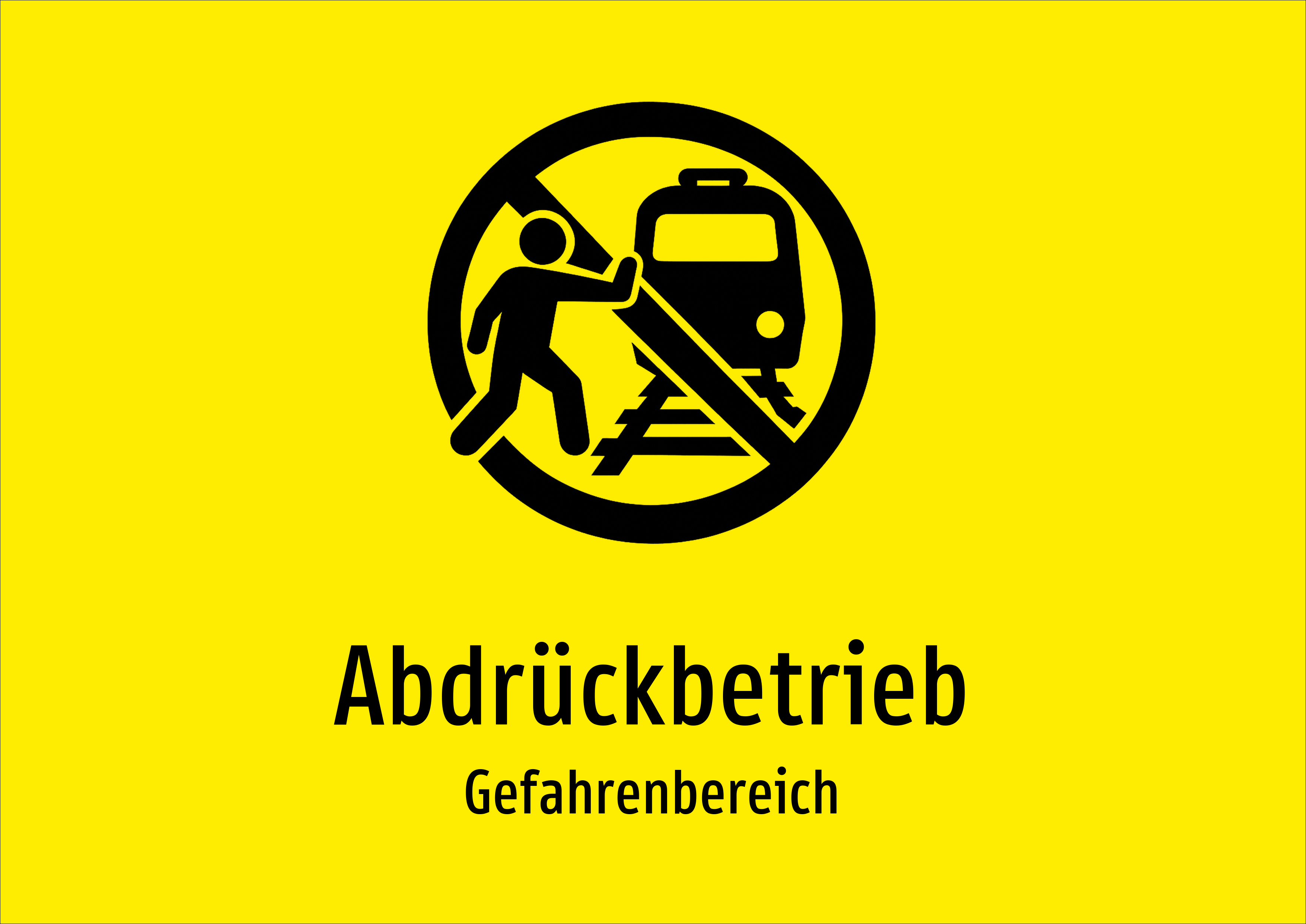 Abdrückbetrieb - Gefahrenbereich - Schild