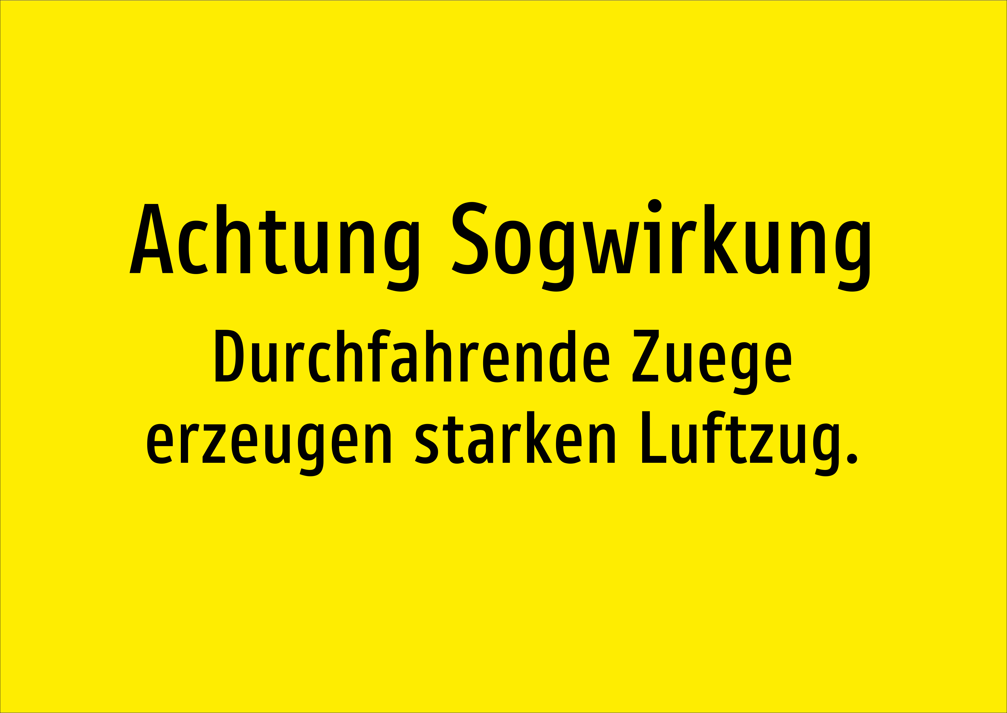 Achtung Sogwirkung - Durchfahrende Zuege erzeugen starken Luftzug. - Schild - Produktbild 2