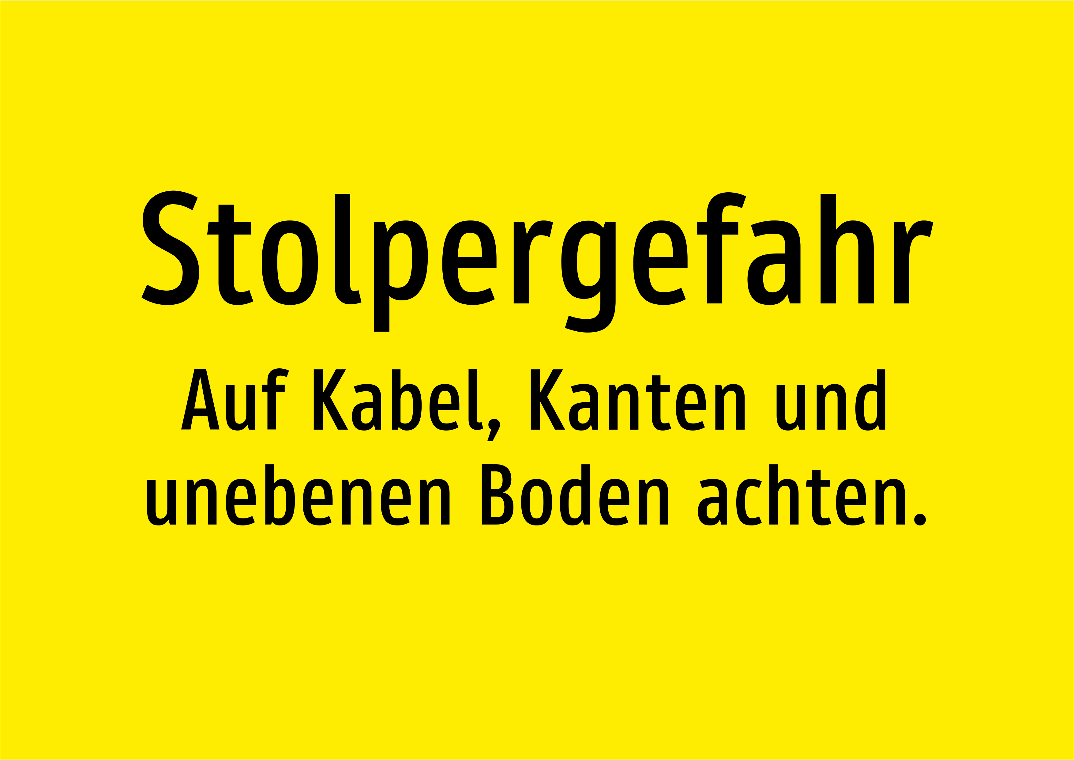 Stolpergefahr - Auf Kabel, Kanten und unebenen Boden achten. - Schild - Produktbild 2