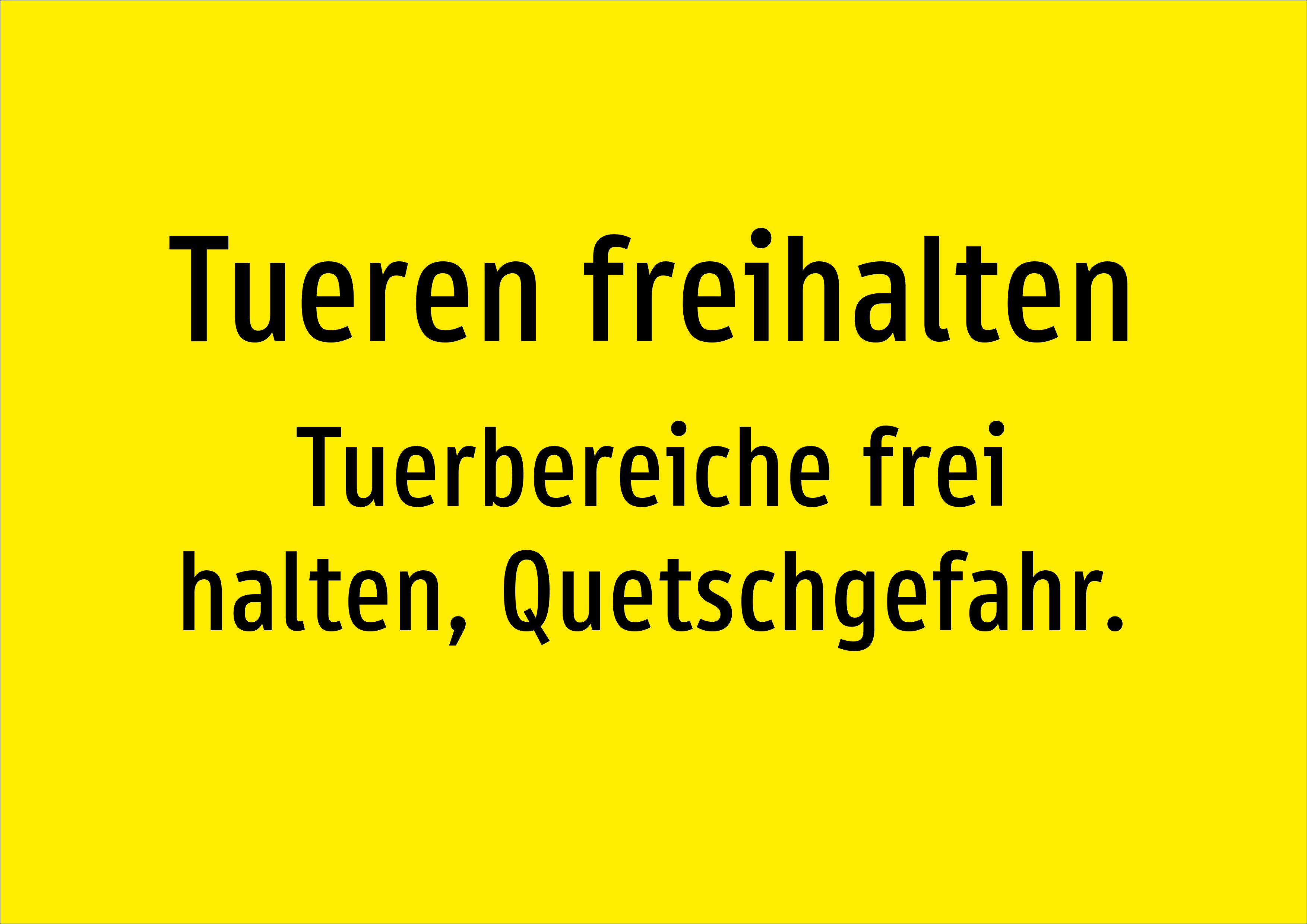 Tueren freihalten - Tuerbereiche frei halten, Quetschgefahr. - Schild - Produktbild 2