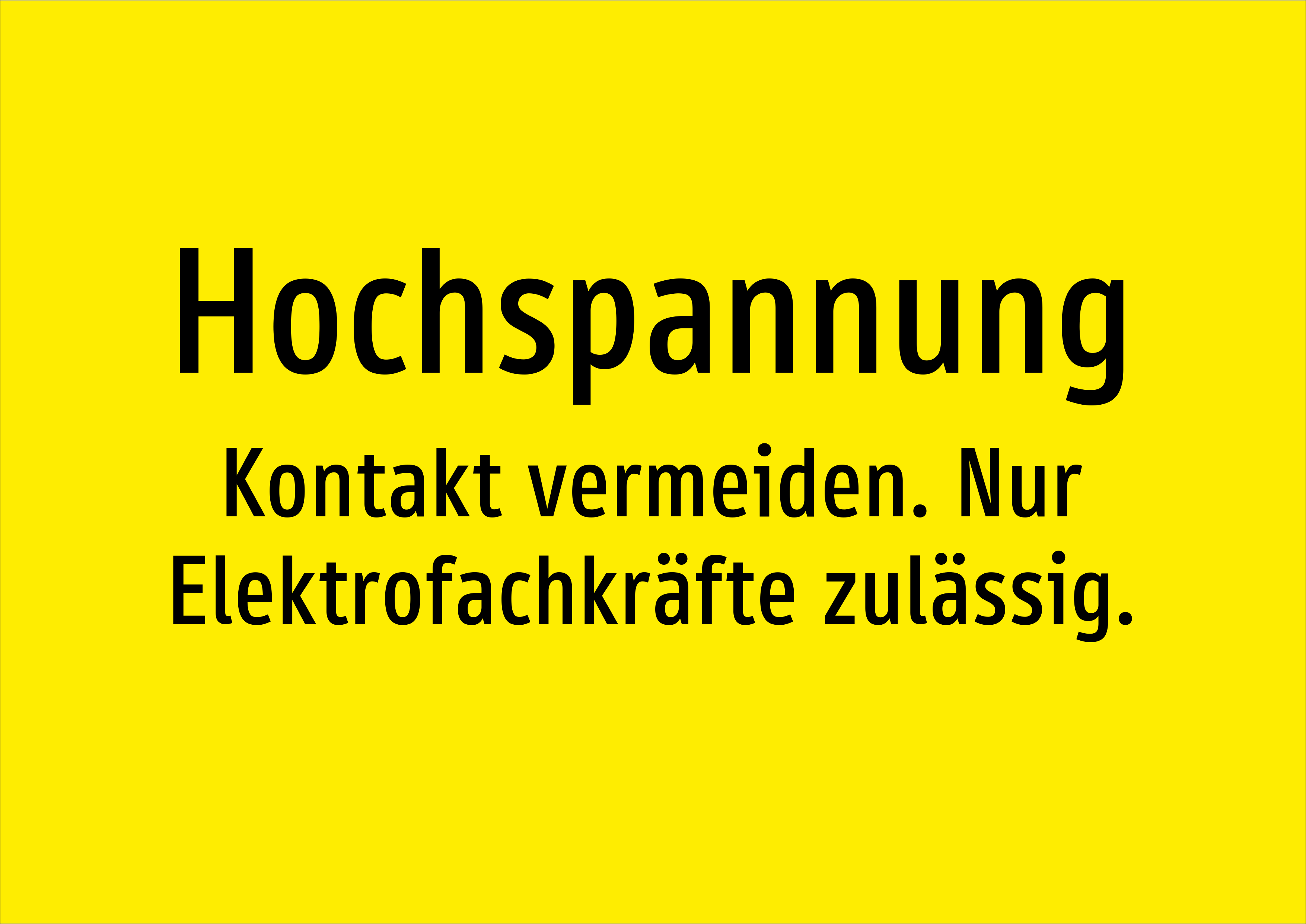 Hochspannung - Kontakt vermeiden. Nur Elektrofachkräfte zulässig. - Schild - Produktbild 2