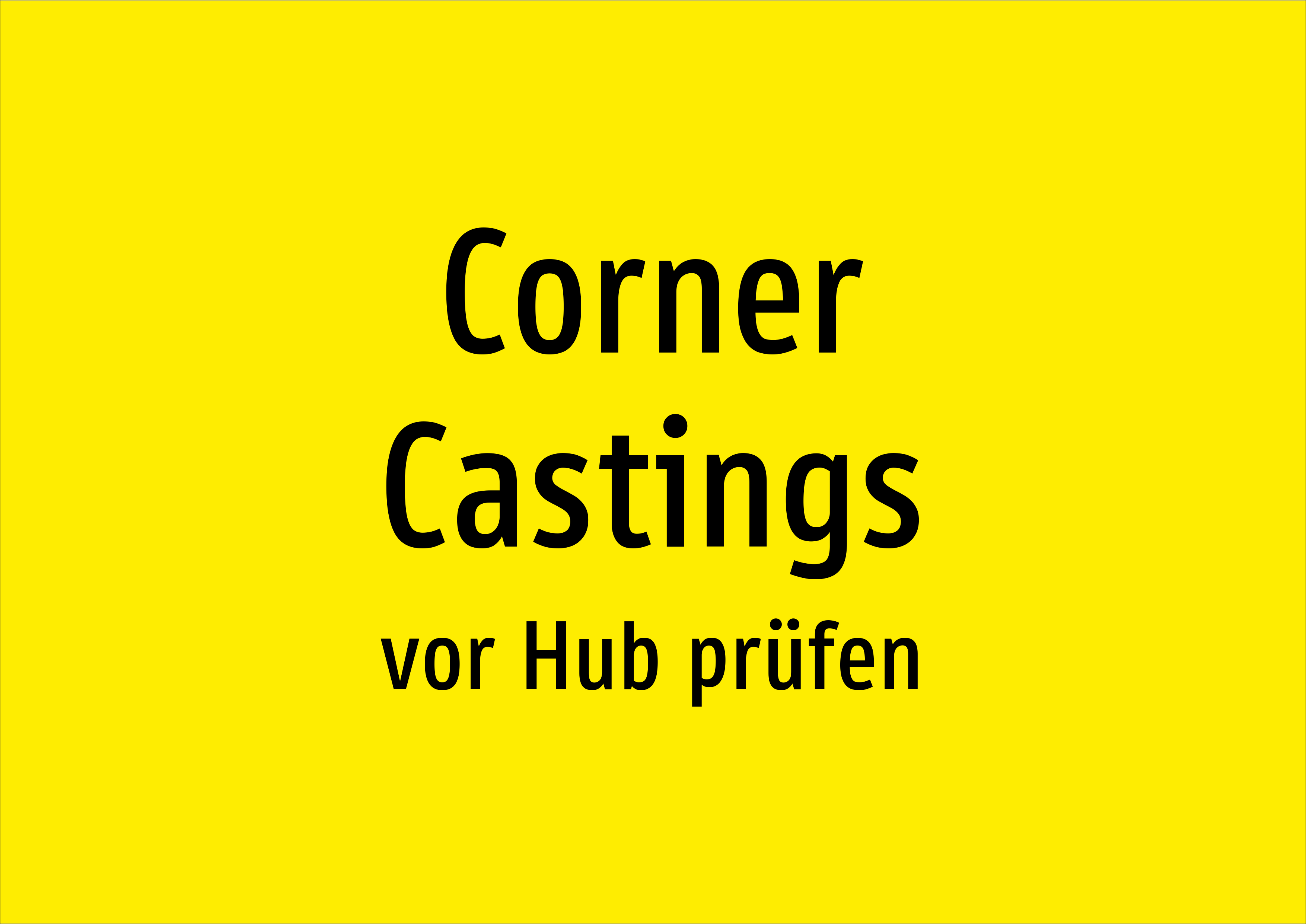 Corner Castings - vor Hub prüfen - Schild - Produktbild 2