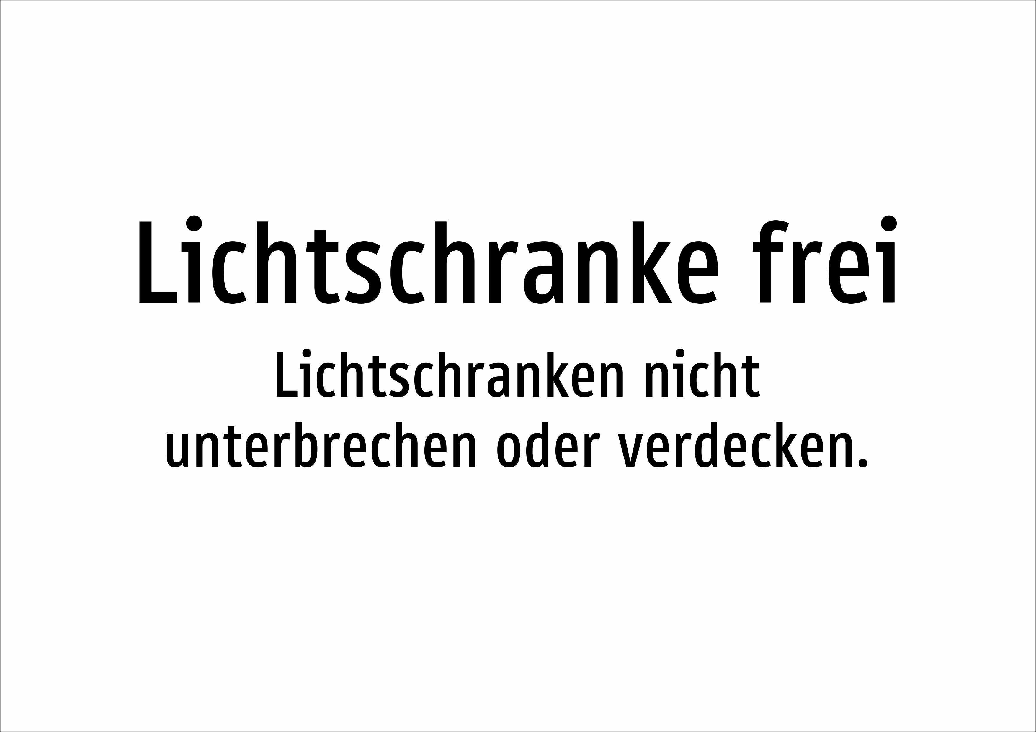 Lichtschranke frei - Lichtschranken nicht unterbrechen oder verdecken. - Schild - Produktbild 2