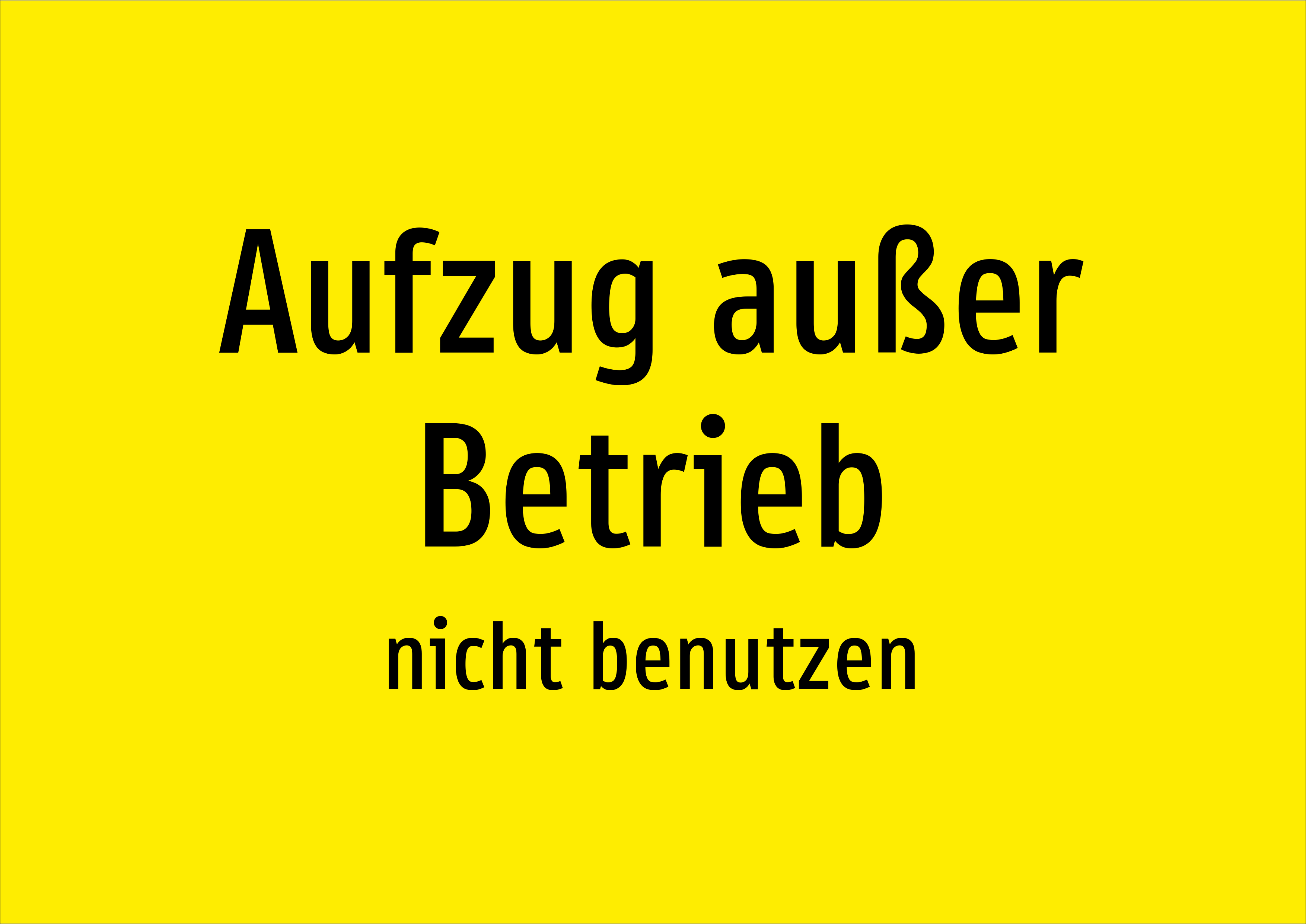 Aufzug außer Betrieb - nicht benutzen - Schild - Produktbild 2