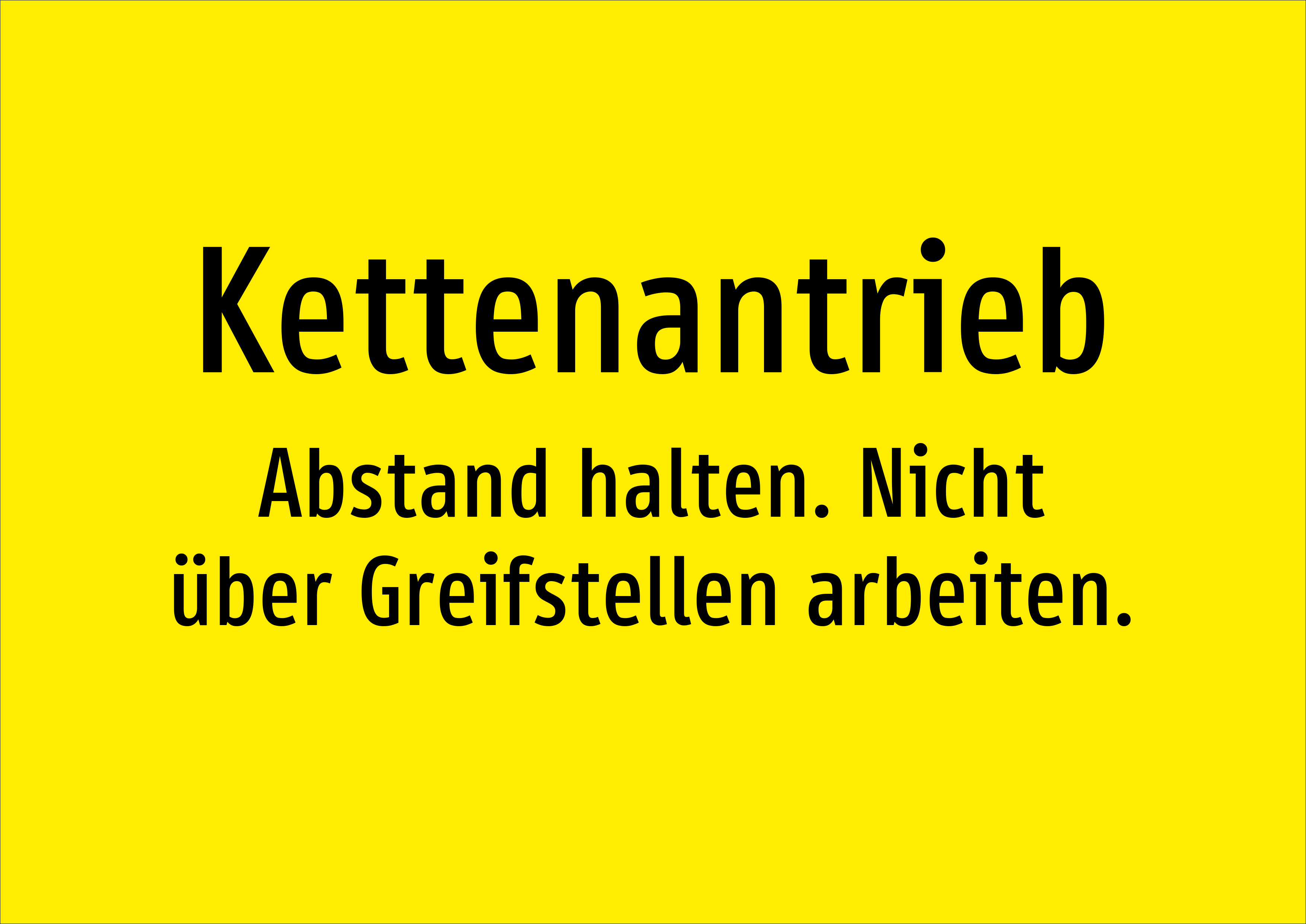 Kettenantrieb - Abstand halten. Nicht über Greifstellen arbeiten. - Schild - Produktbild 2