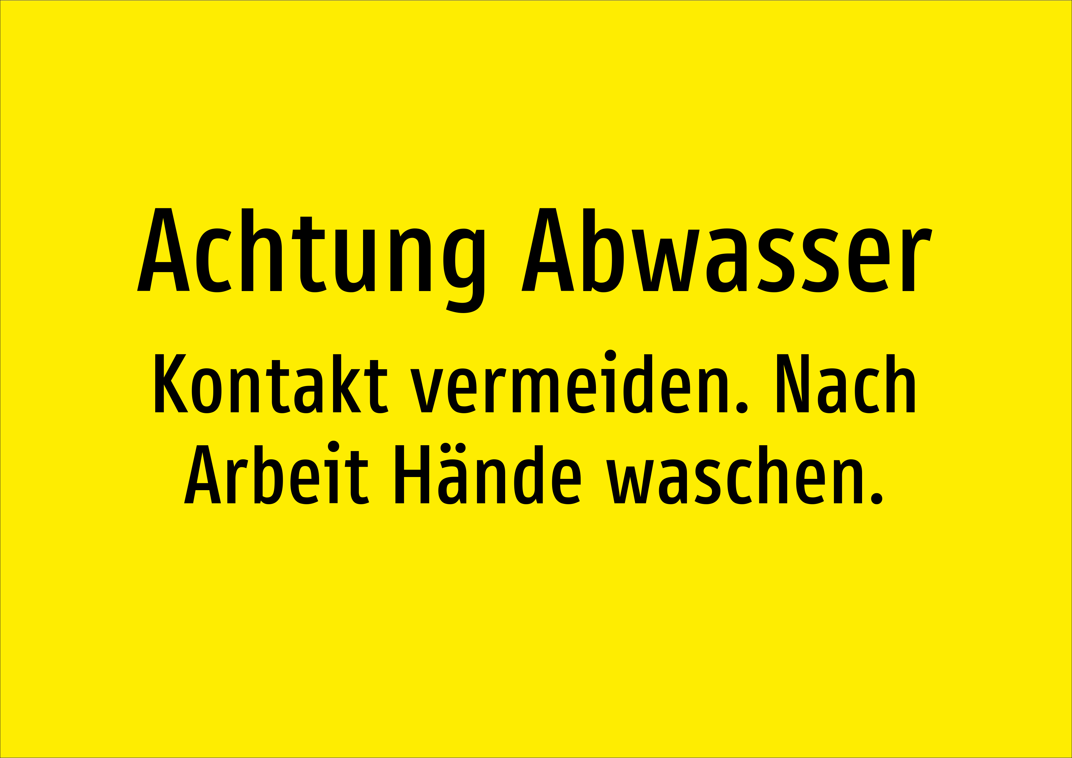 Achtung Abwasser - Kontakt vermeiden. Nach Arbeit Hände waschen. - Schild - Produktbild 2