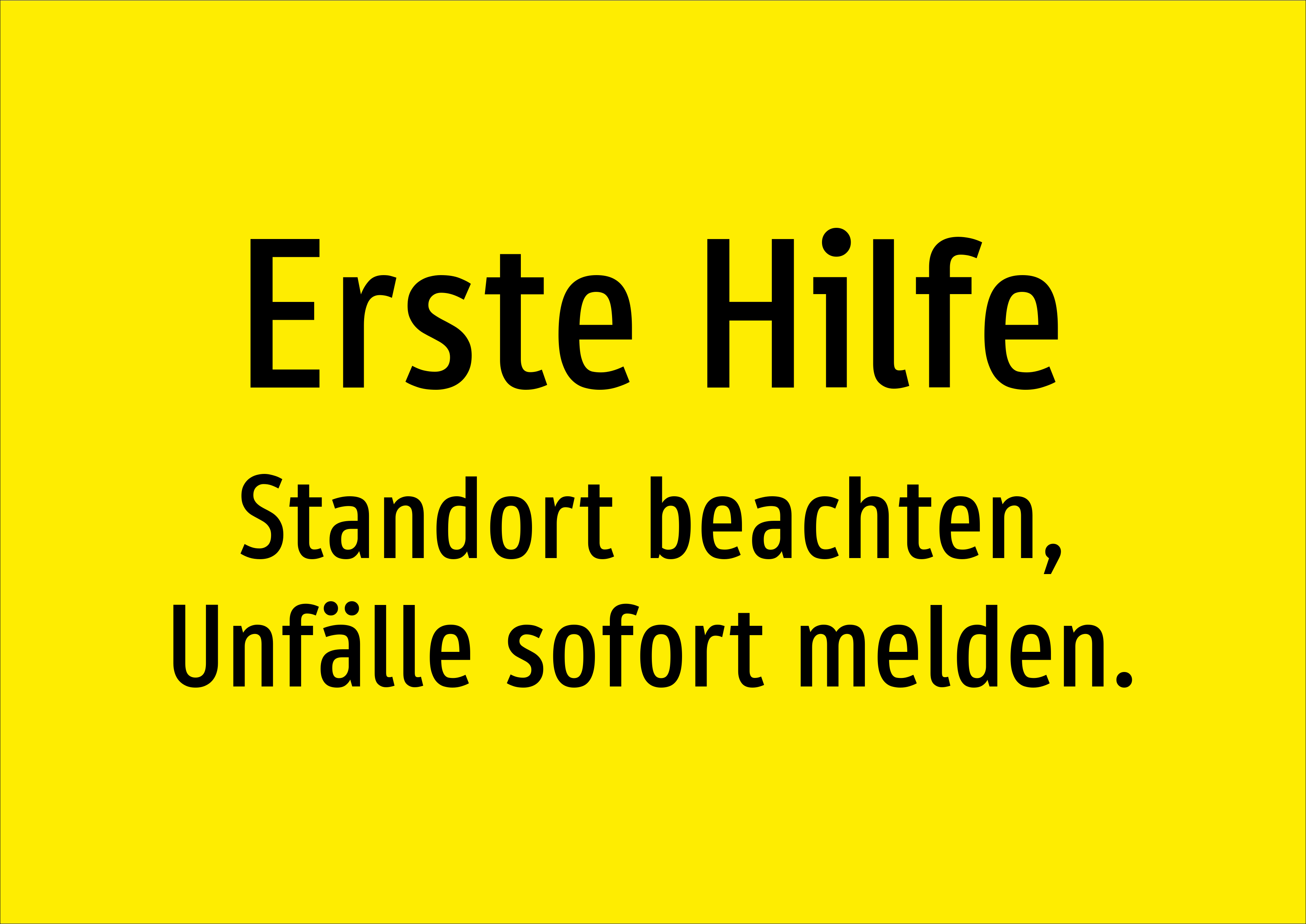 Erste Hilfe - Standort beachten, Unfälle sofort melden. - Schild - Produktbild 2