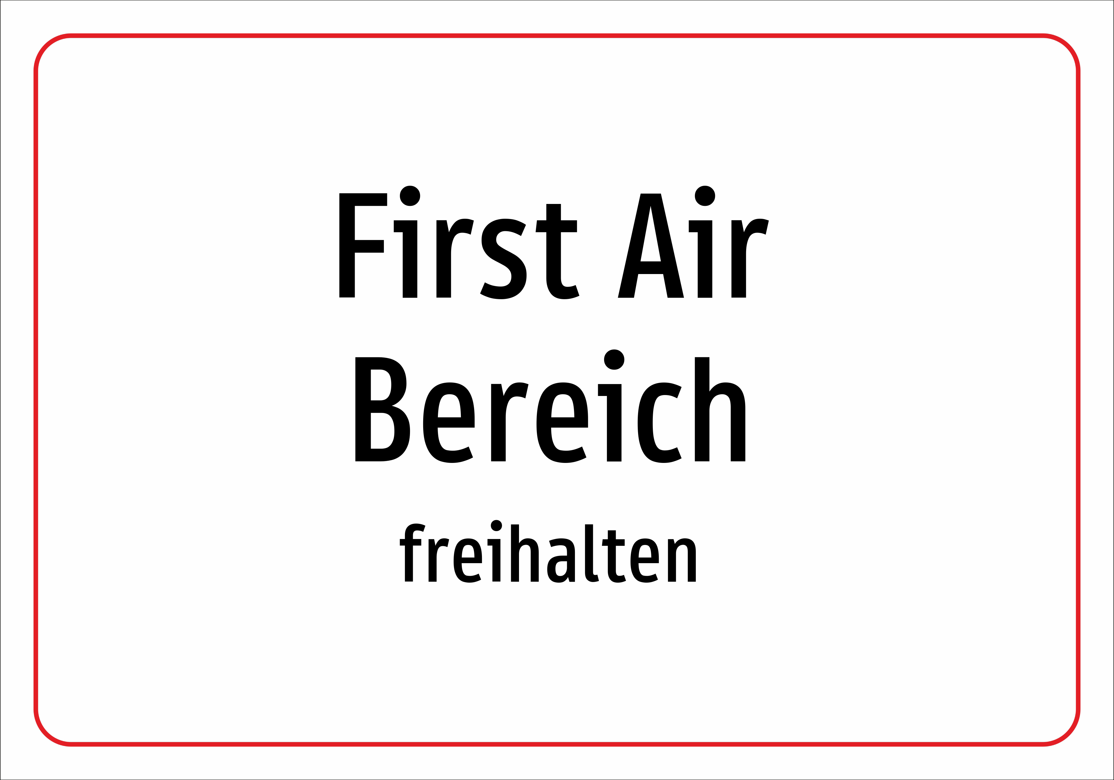First Air Bereich - freihalten - Schild - Produktbild 2