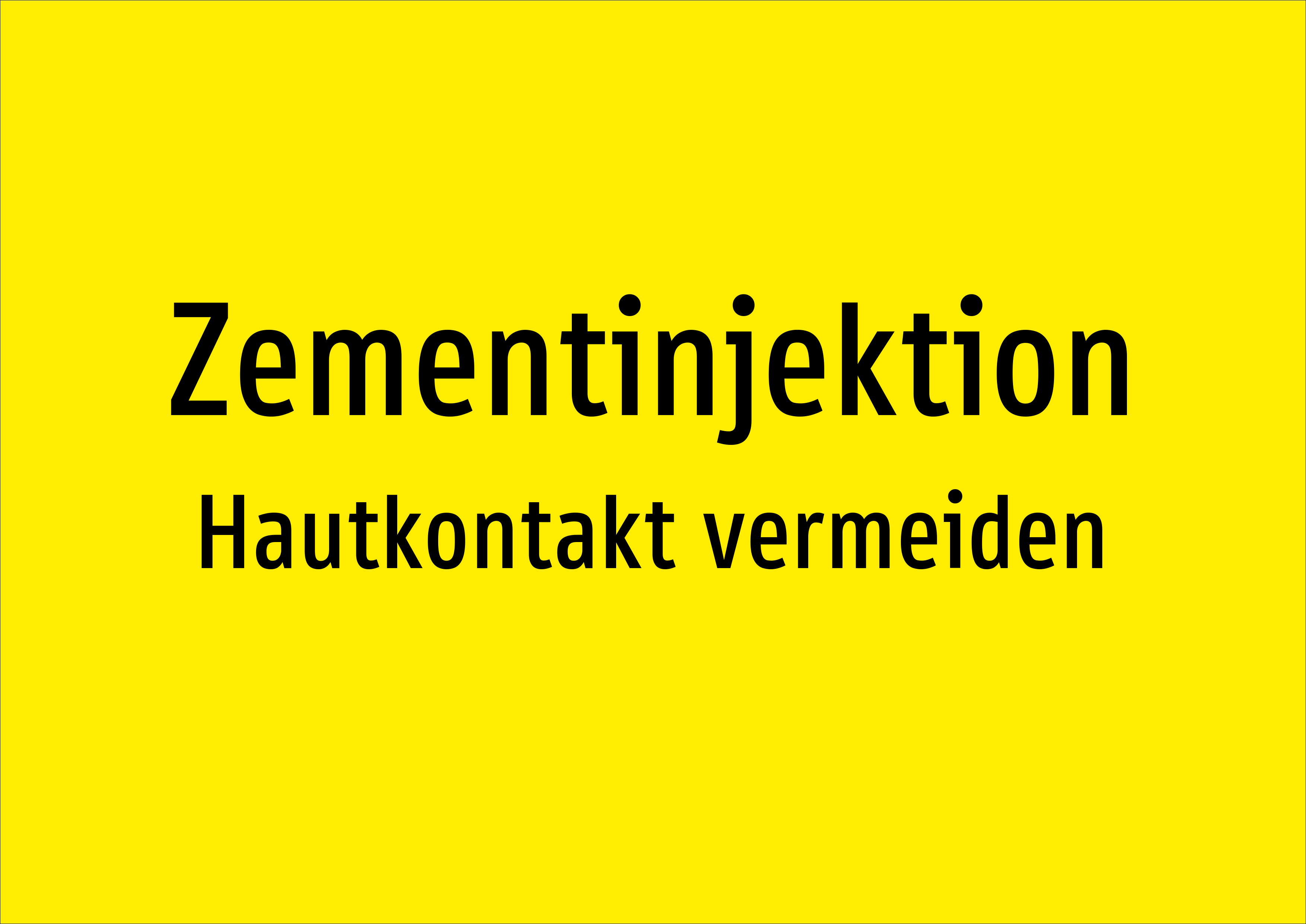 Zementinjektion - Hautkontakt vermeiden - Schild - Produktbild 2