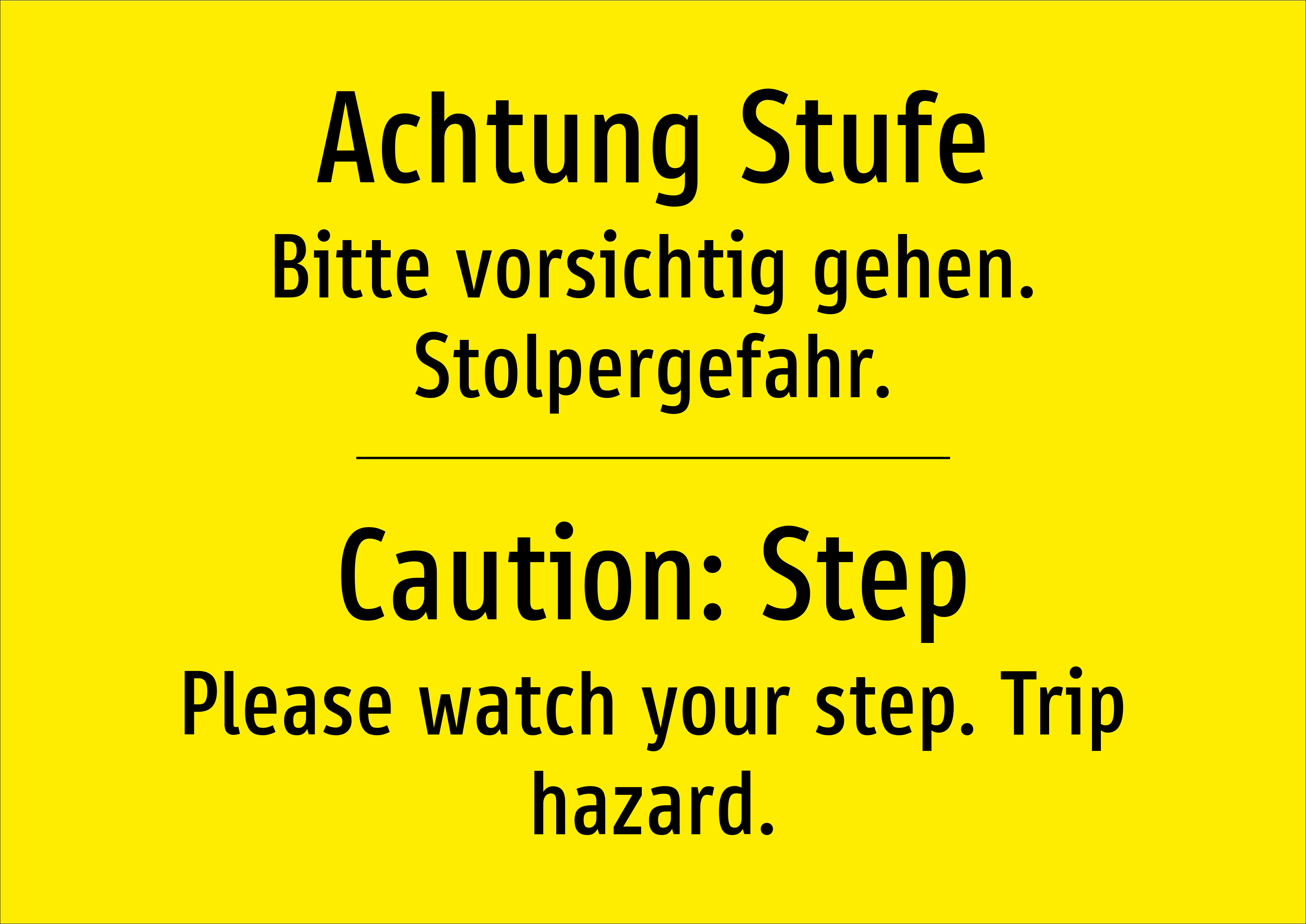 Achtung Stufe - Bitte vorsichtig gehen. Stolpergefahr. - Schild - Produktbild 2