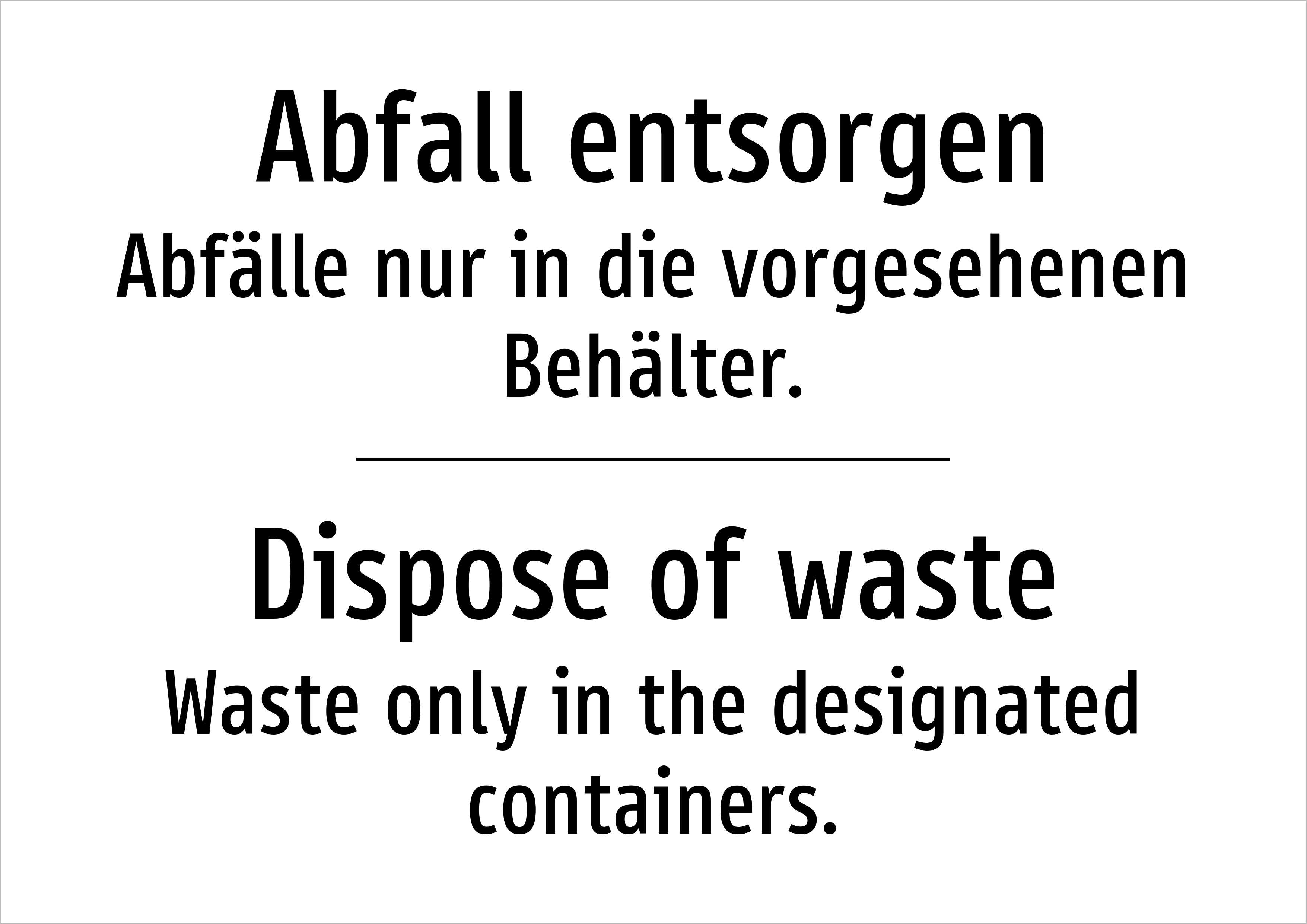 Abfall entsorgen - Abfälle nur in die vorgesehenen Behälter. - Schild - Produktbild 2
