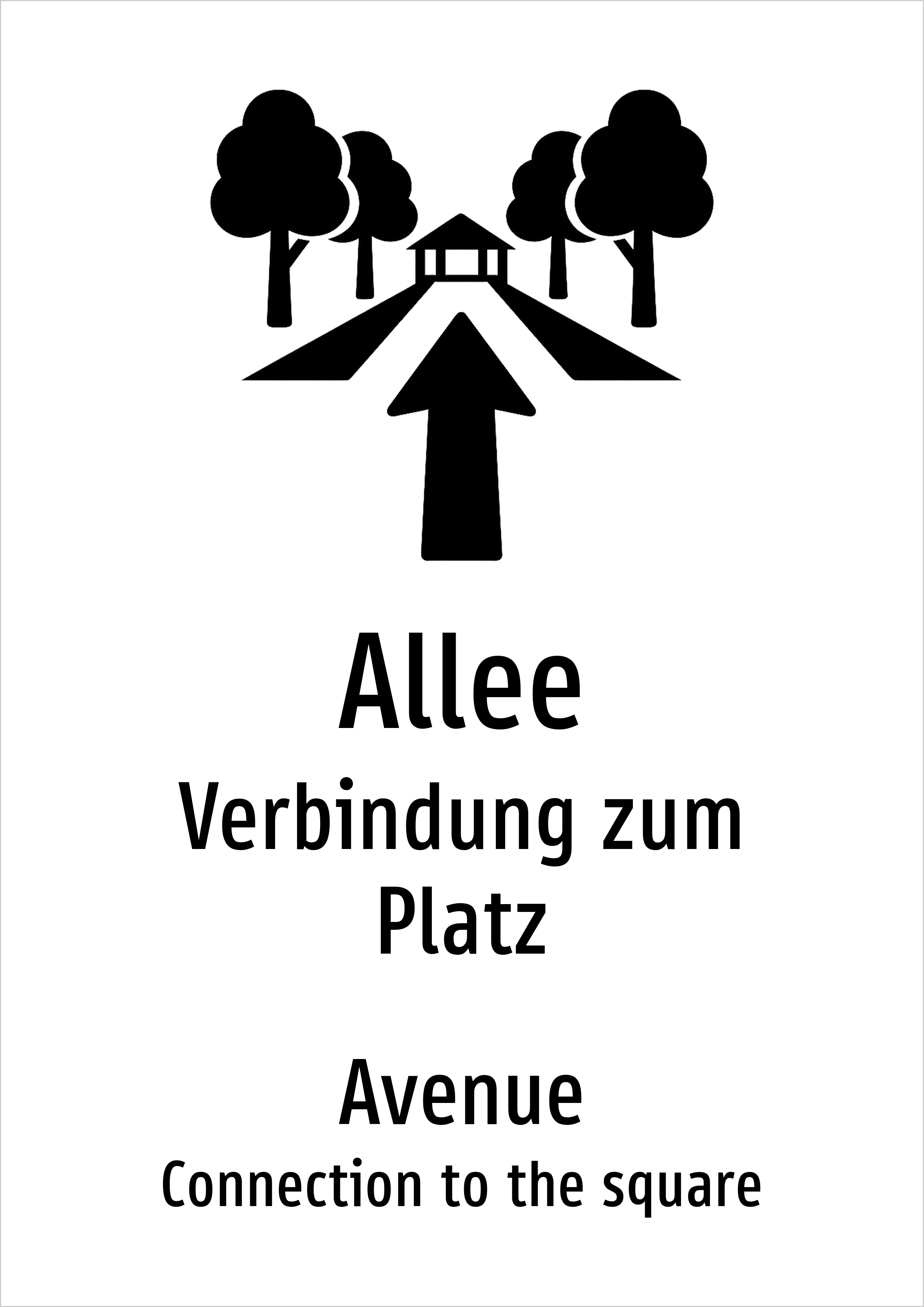 Allee - Verbindung zum Platz - Schild
