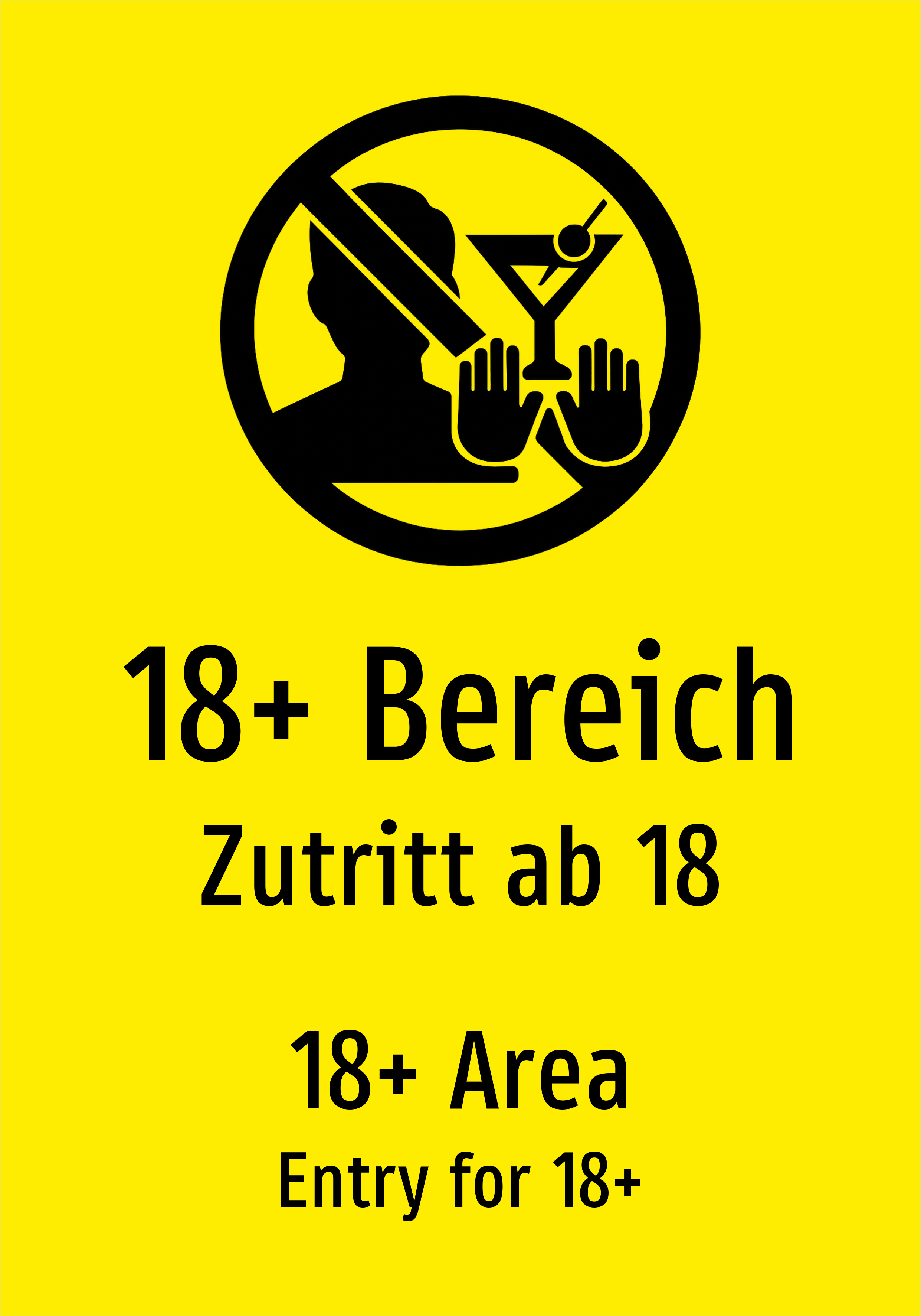 18+ Bereich - Zutritt ab 18 - Schild