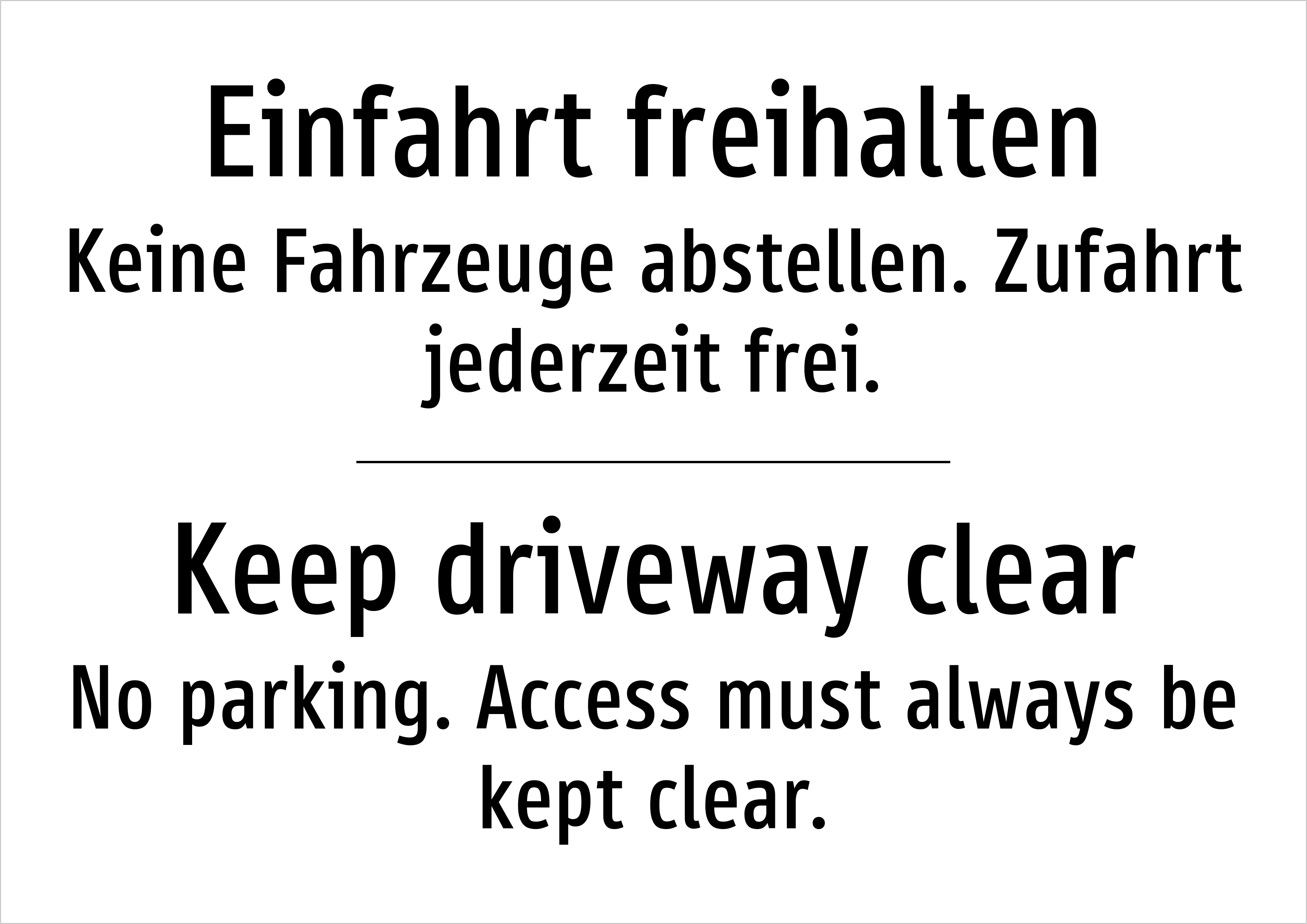 Einfahrt freihalten - Keine Fahrzeuge abstellen. Zufahrt jederzeit frei. - Schild - Produktbild 2