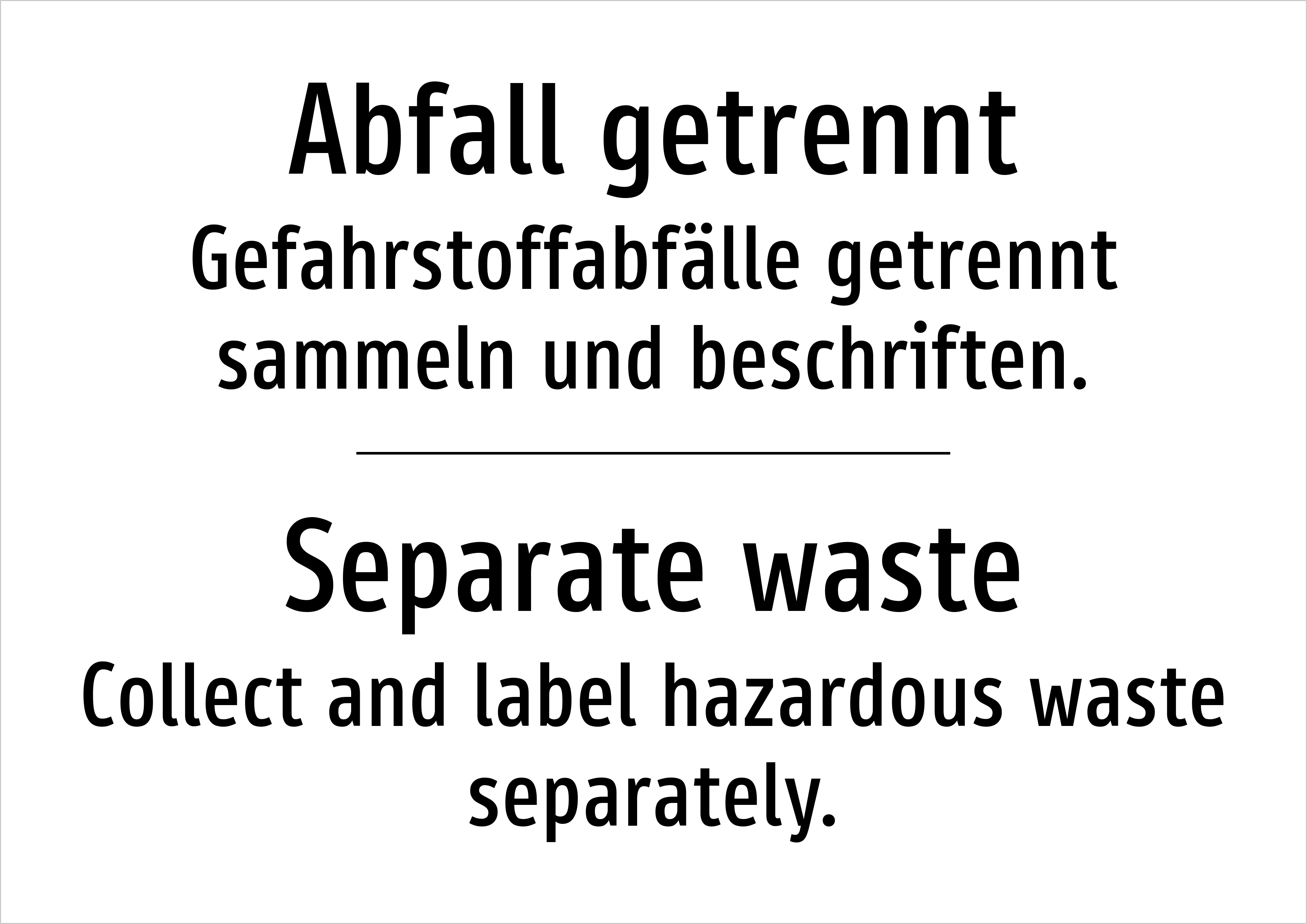 Abfall getrennt - Gefahrstoffabfälle getrennt sammeln und beschriften. - Schild - Produktbild 2