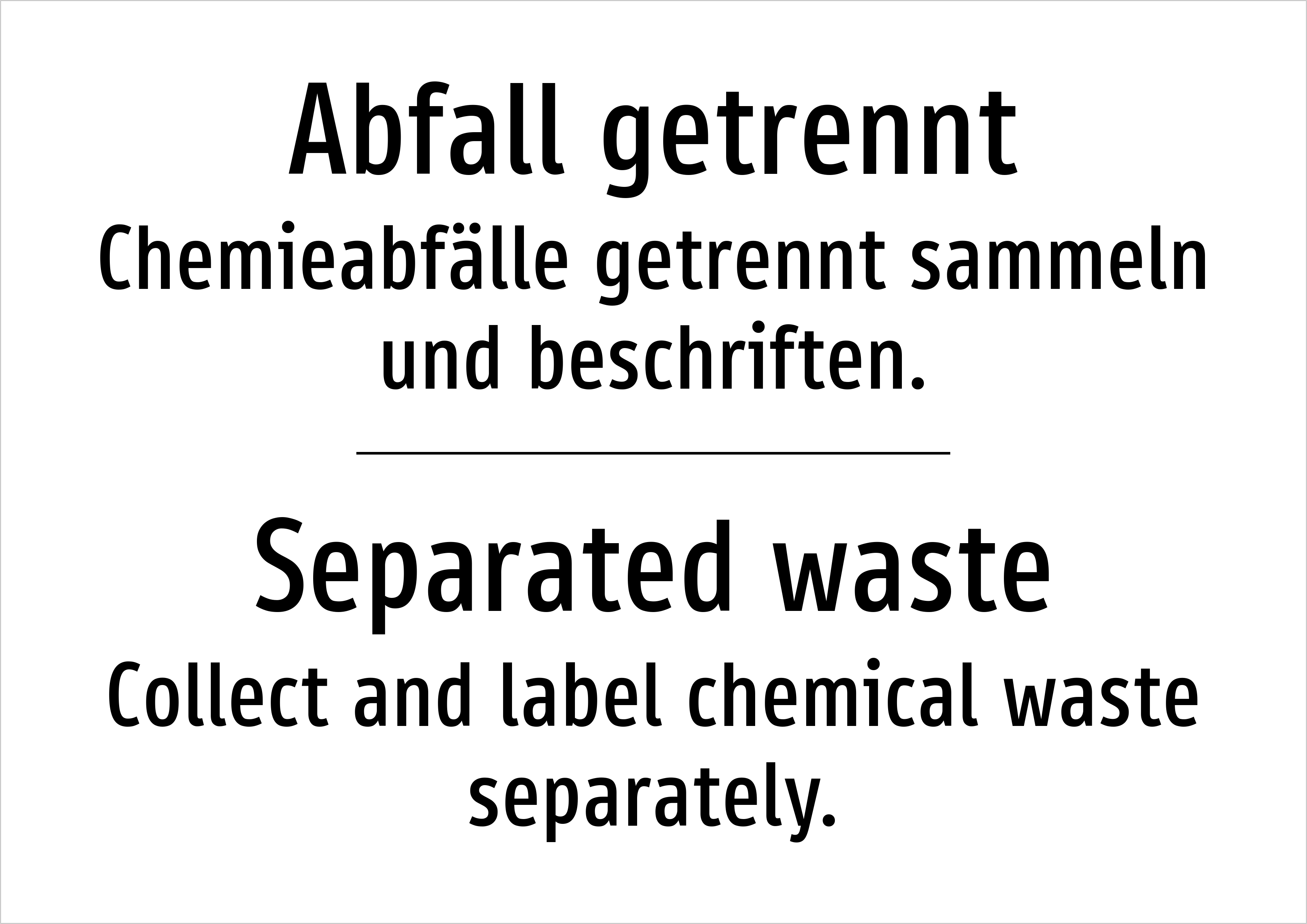 Abfall getrennt - Chemieabfälle getrennt sammeln und beschriften. - Schild - Produktbild 2