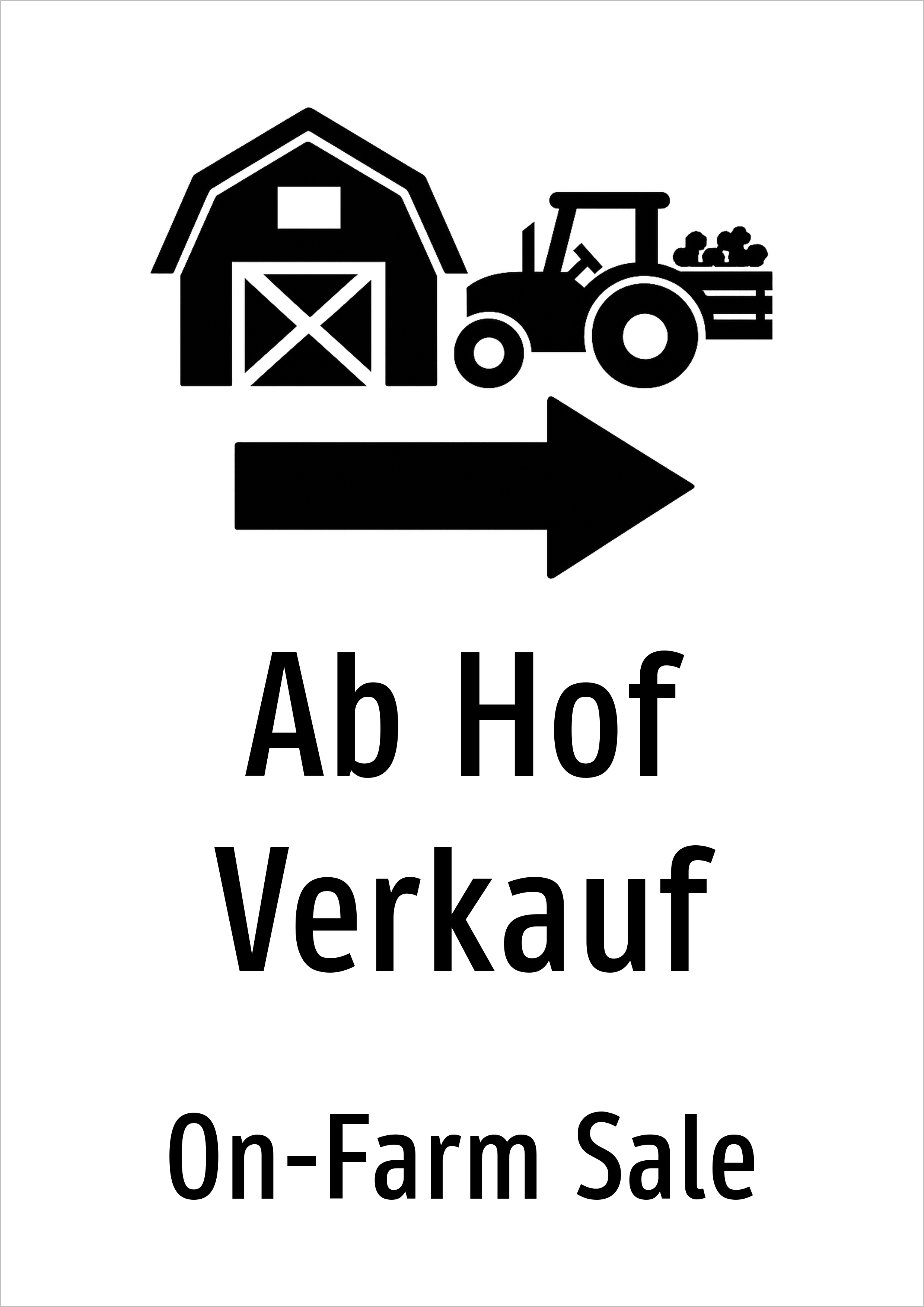 Ab Hof Verkauf - Schild