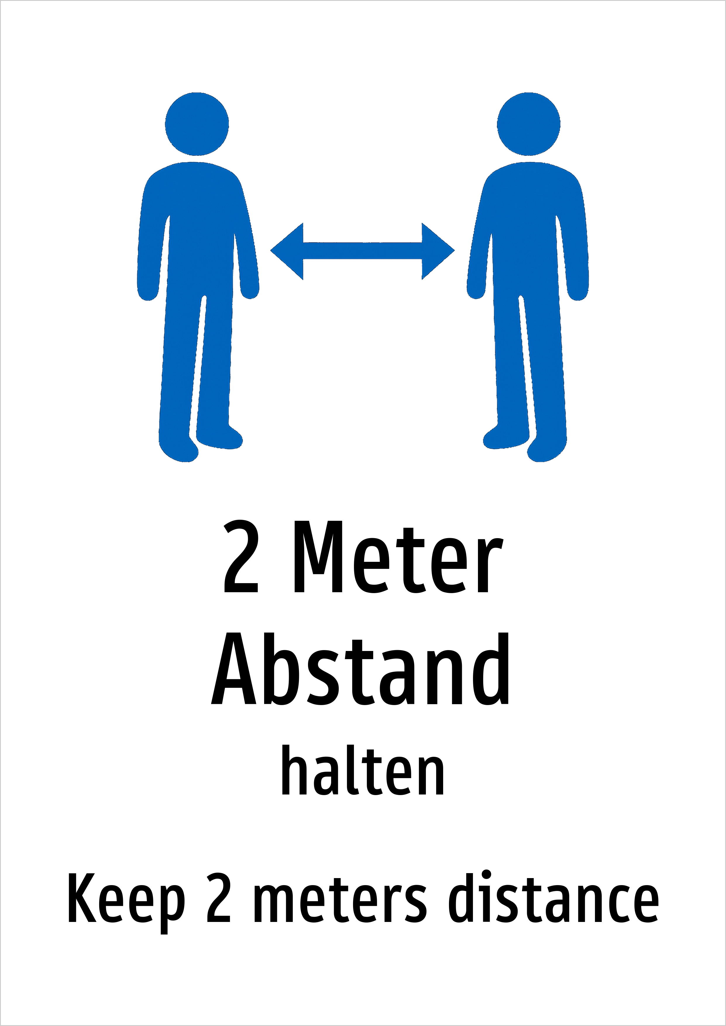 2 Meter Abstand - halten - Schild