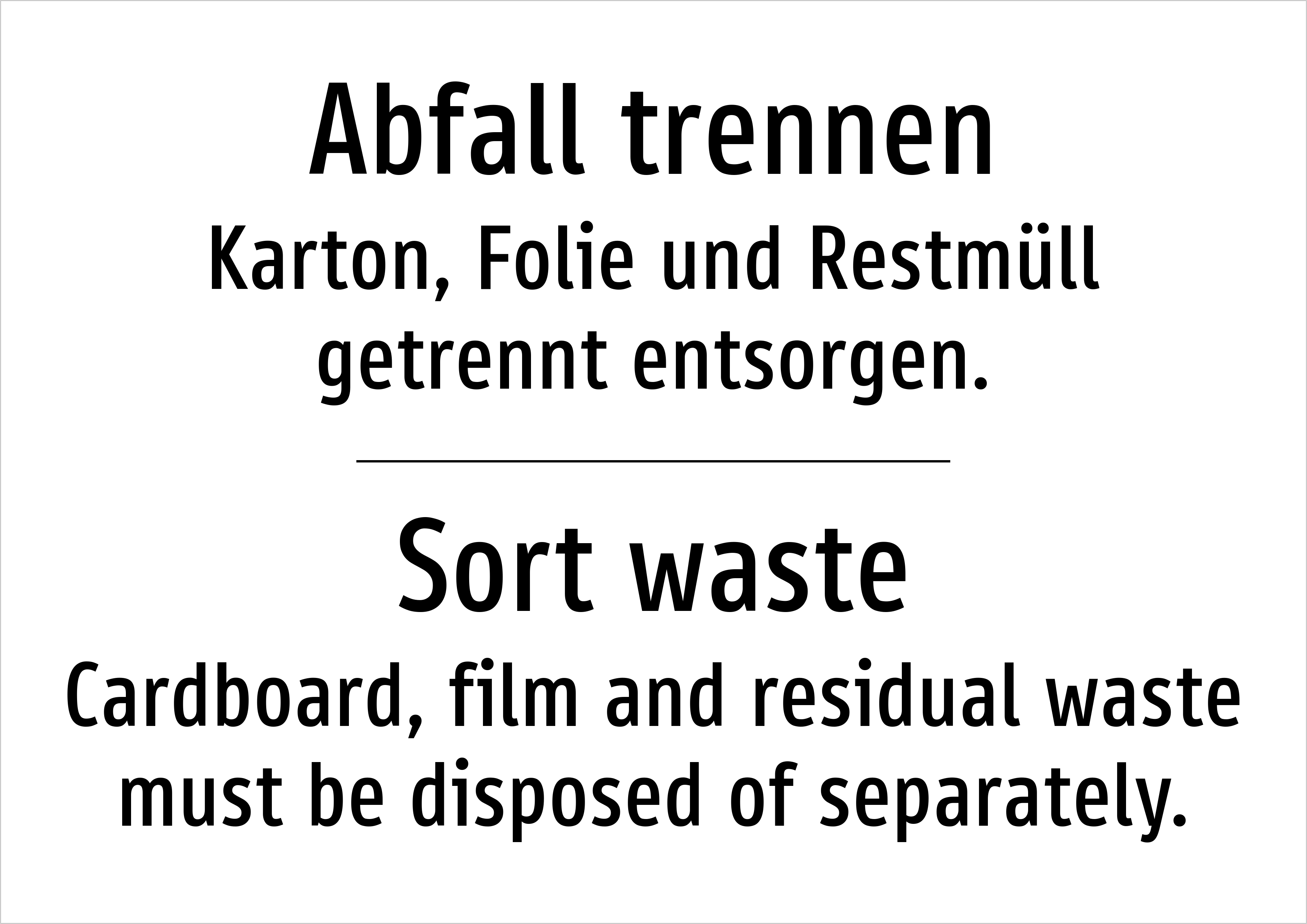 Abfall trennen - Karton, Folie und Restmüll getrennt entsorgen. - Schild - Produktbild 2