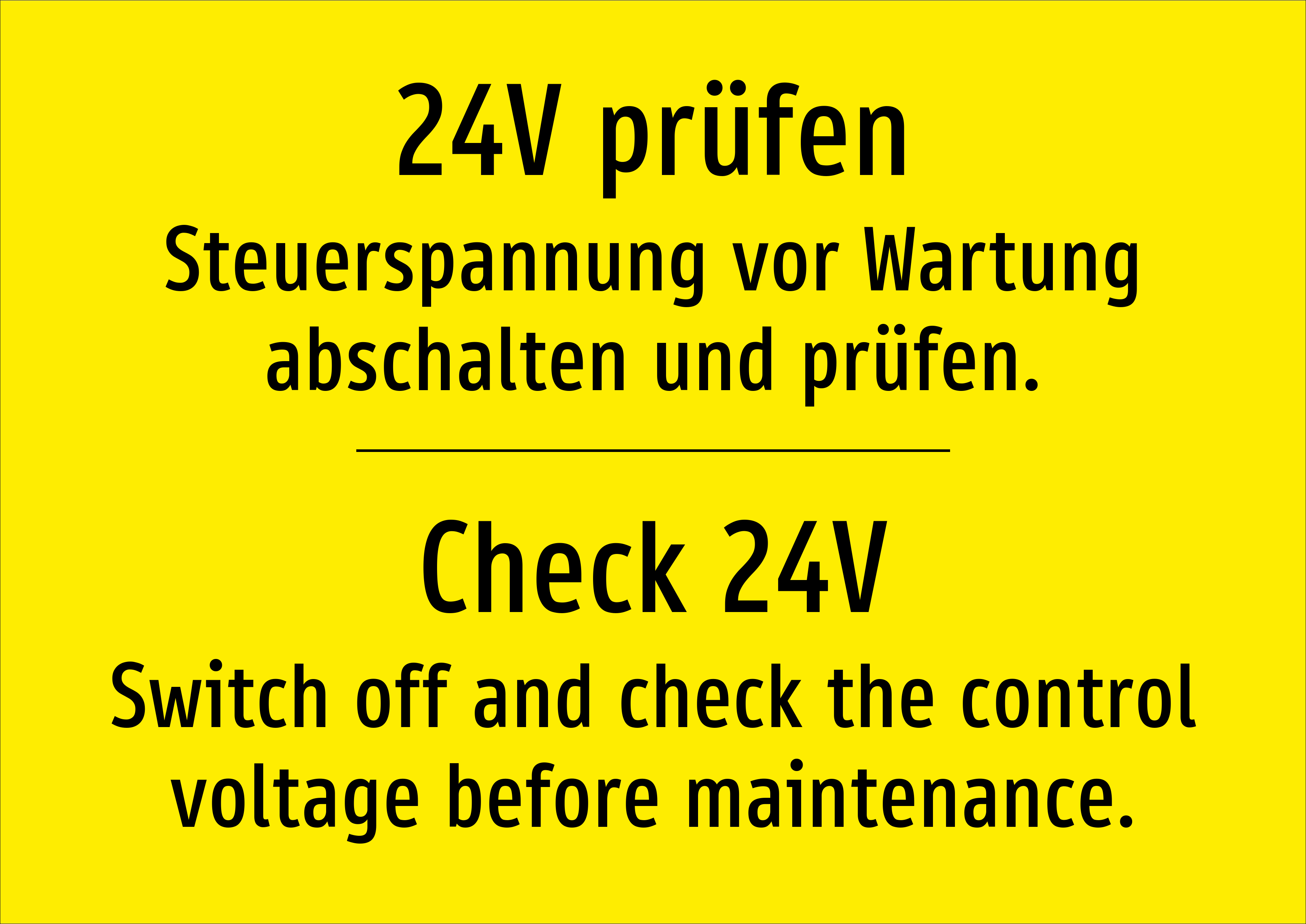 24V prüfen - Steuerspannung vor Wartung abschalten und prüfen. - Schild - Produktbild 2