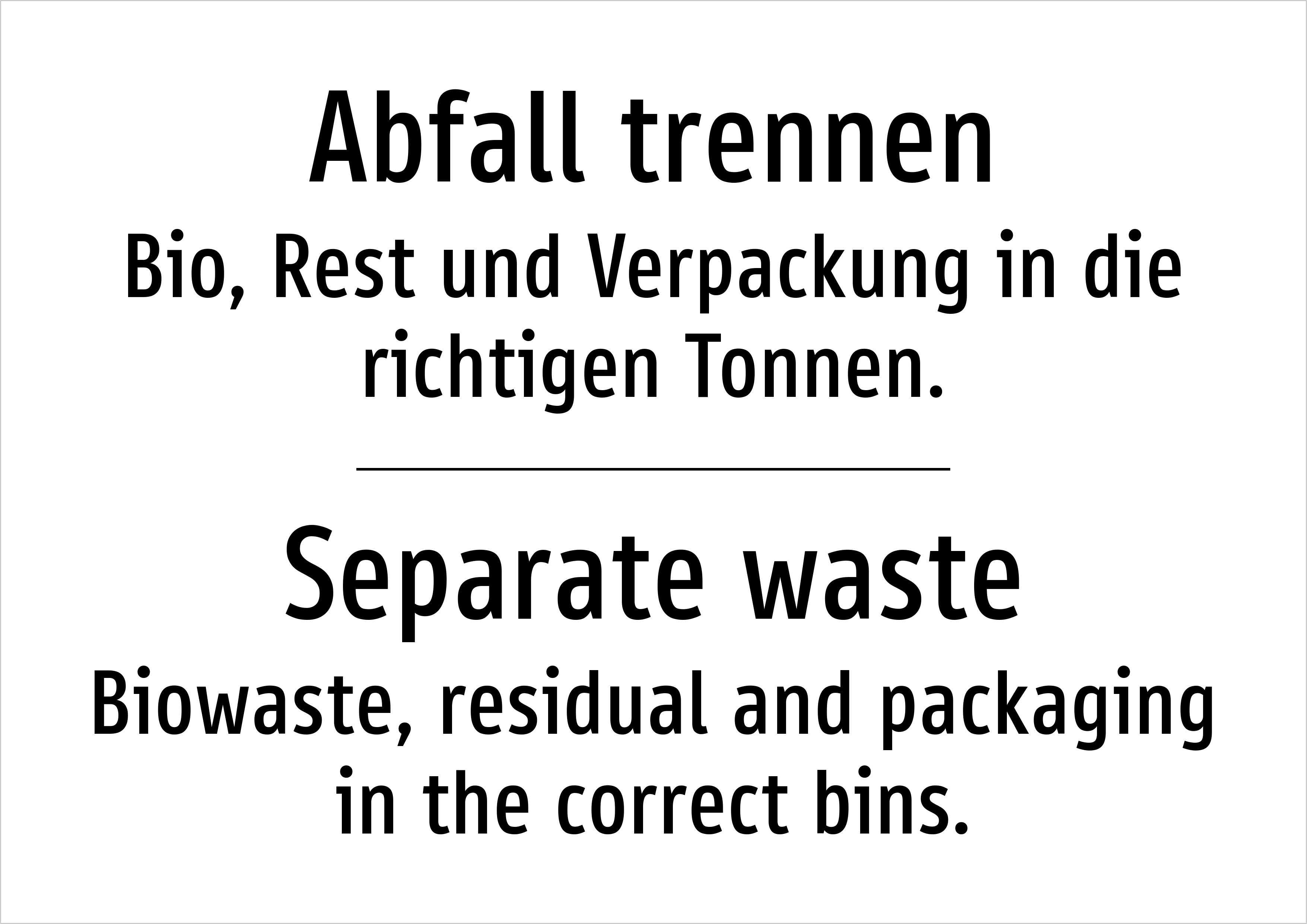 Abfall trennen - Bio, Rest und Verpackung in die richtigen Tonnen. - Schild - Produktbild 2