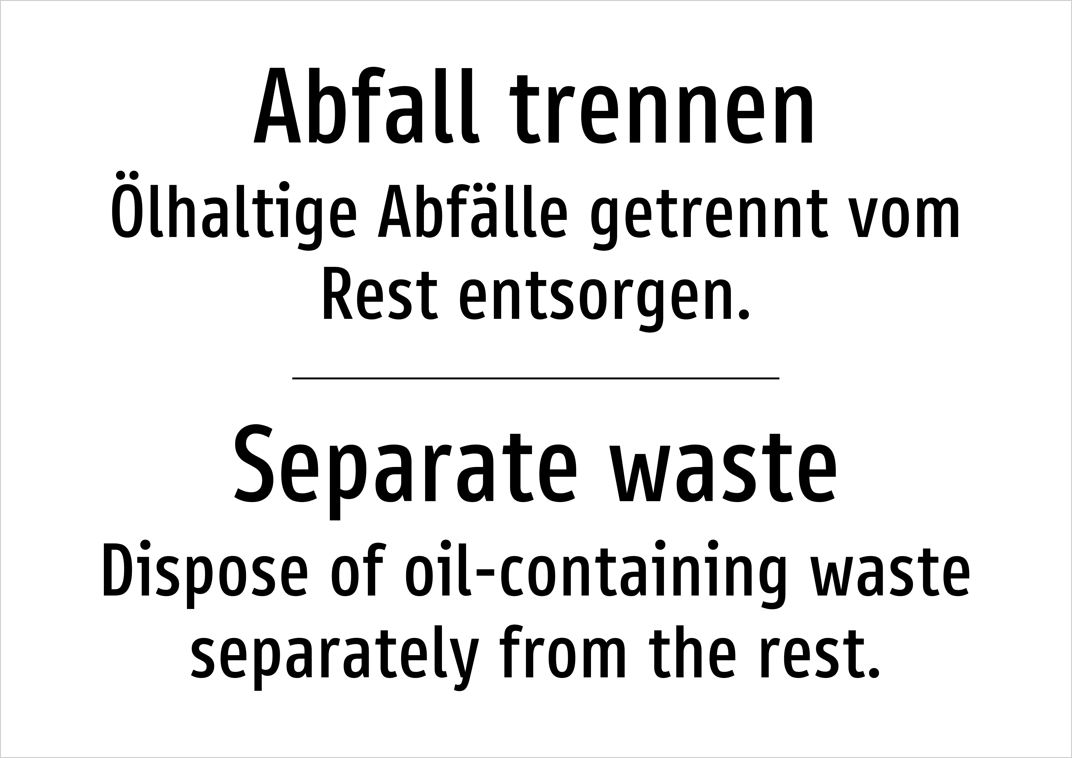 Abfall trennen - Ölhaltige Abfälle getrennt vom Rest entsorgen. - Schild - Produktbild 2