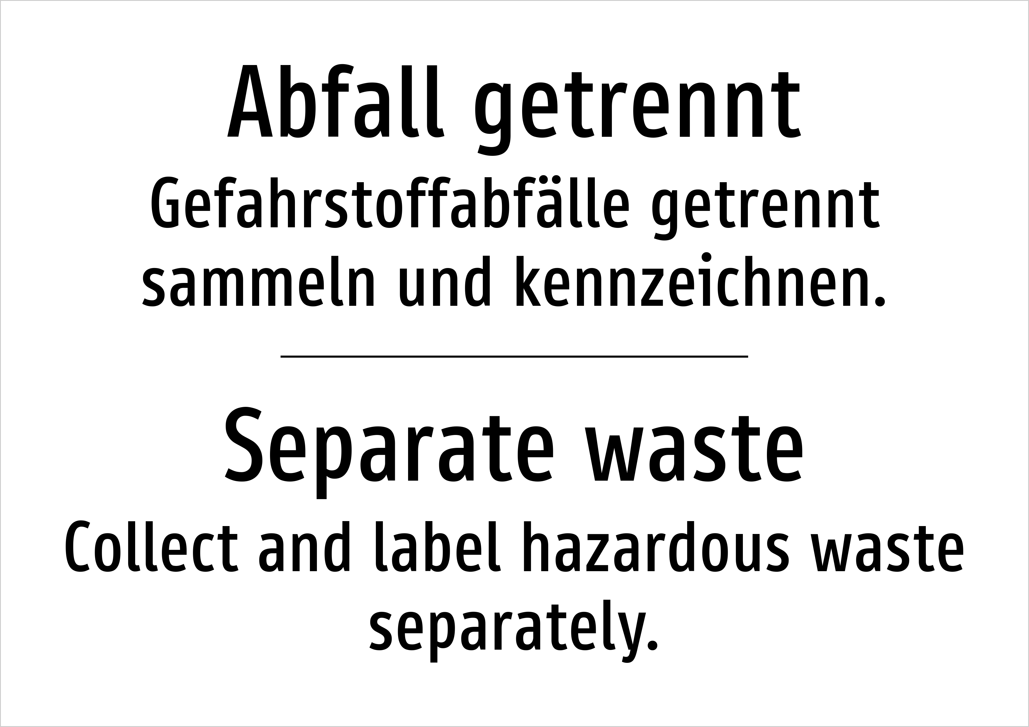 Abfall getrennt - Gefahrstoffabfälle getrennt sammeln und kennzeichnen. - Schild - Produktbild 2