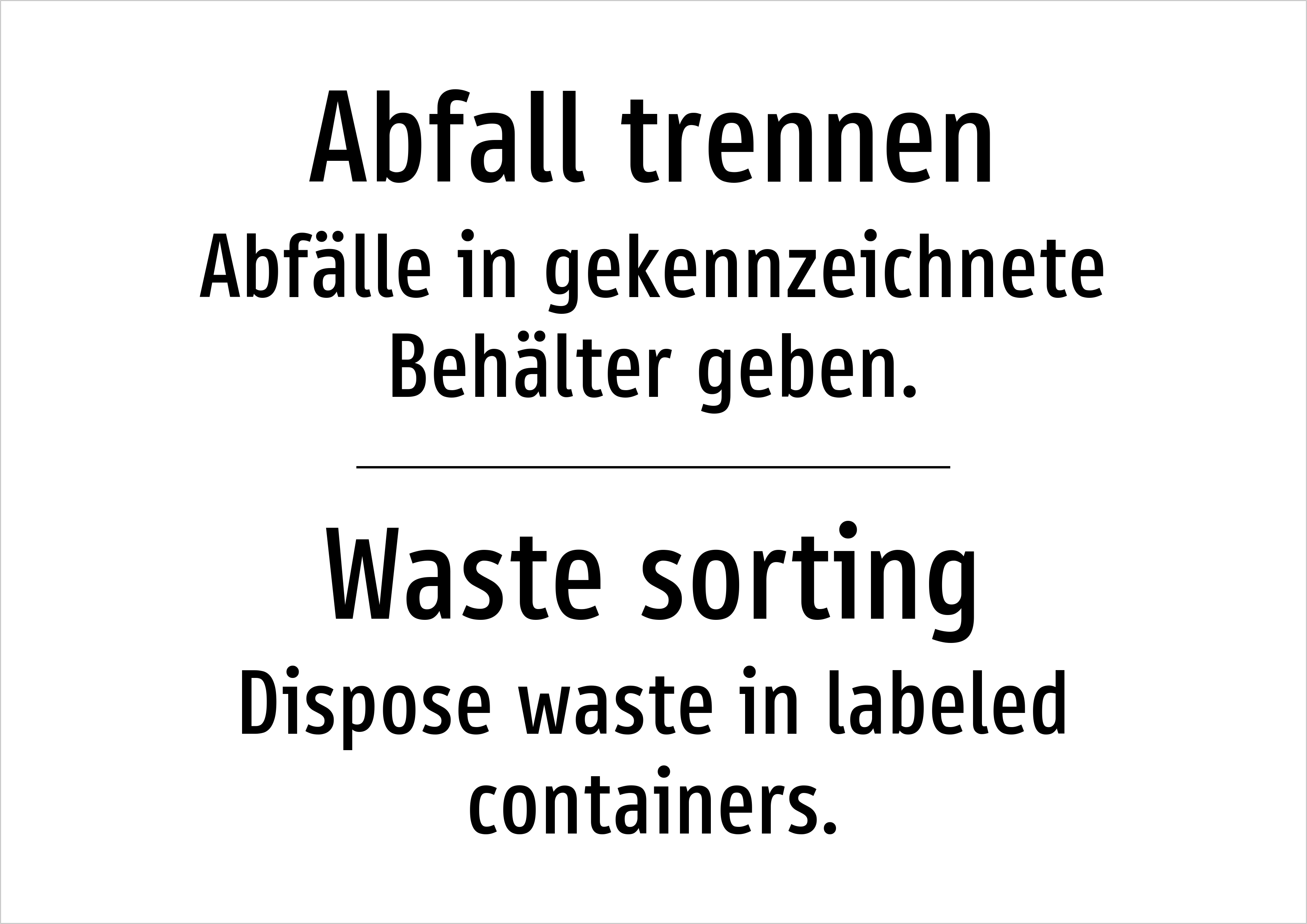 Abfall trennen - Abfälle in gekennzeichnete Behälter geben. - Schild - Produktbild 2