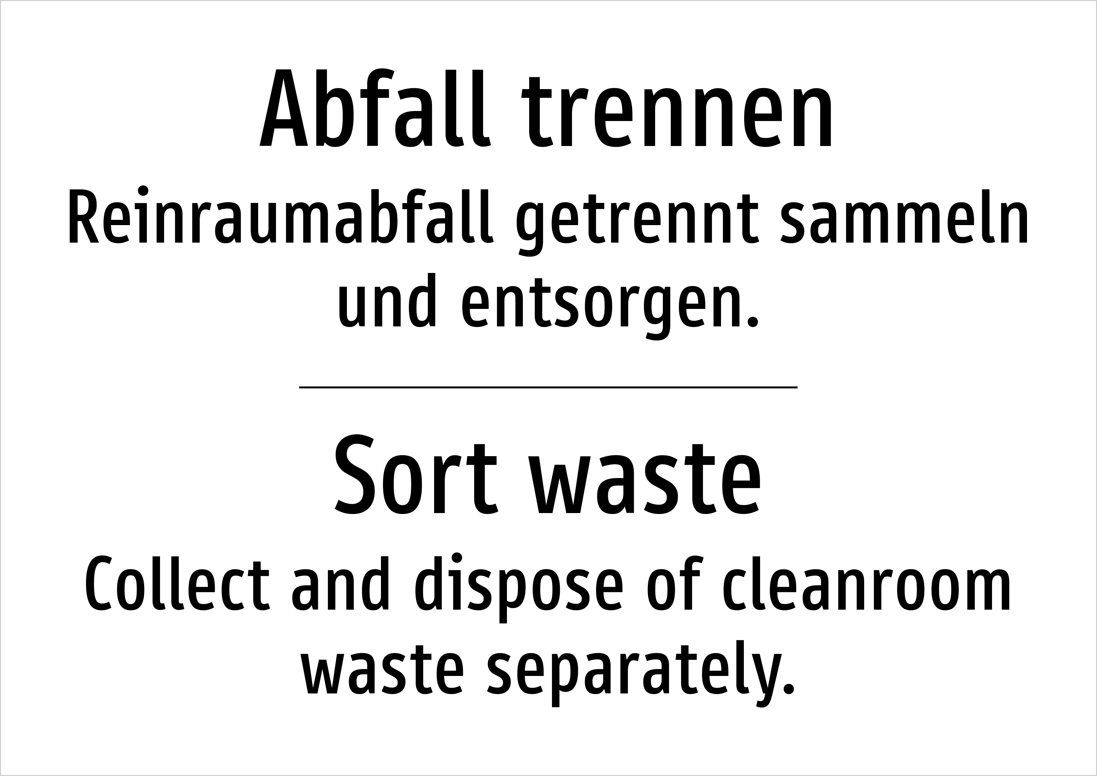 Abfall trennen - Reinraumabfall getrennt sammeln und entsorgen. - Schild - Produktbild 2