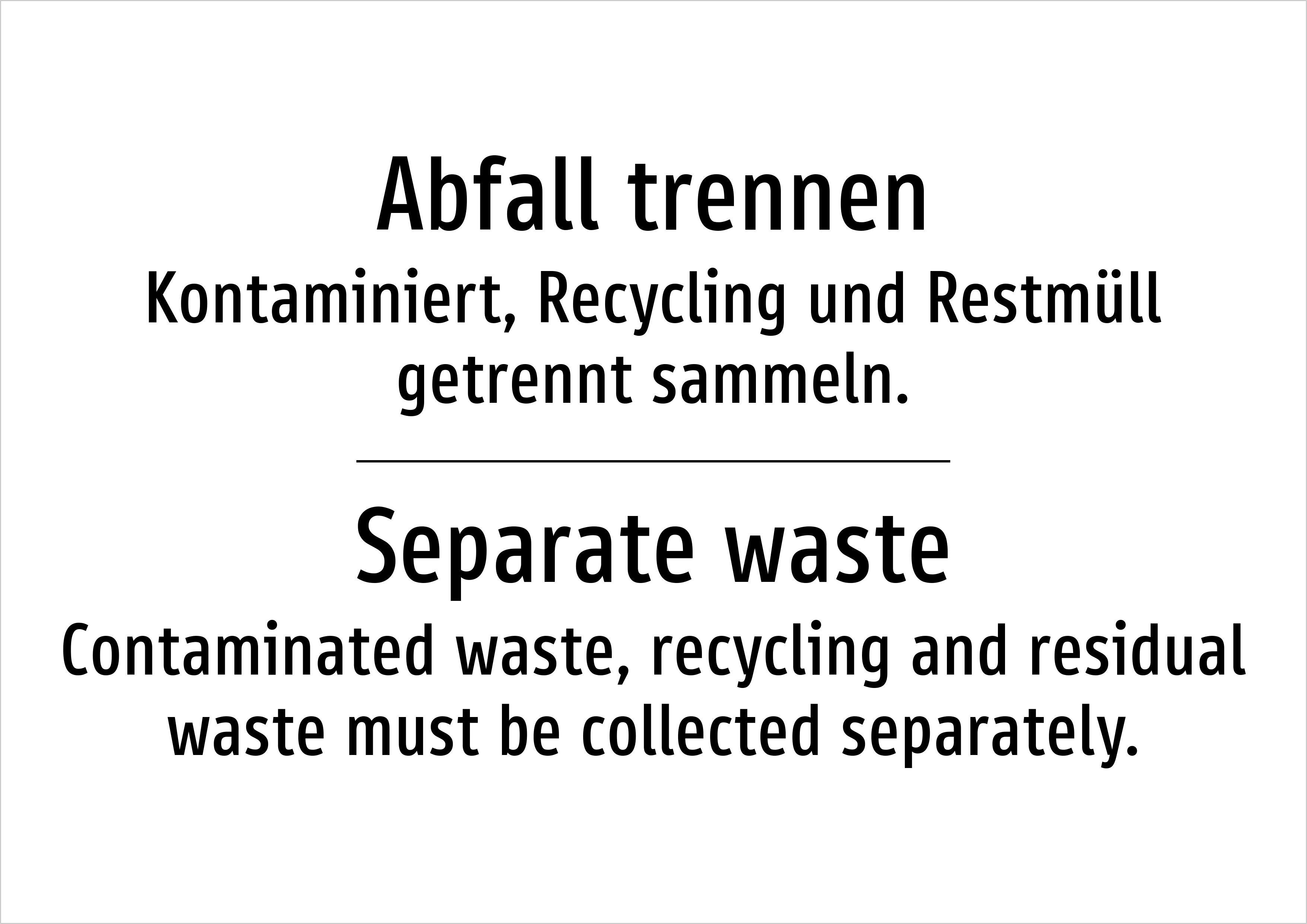 Abfall trennen - Kontaminiert, Recycling und Restmüll getrennt sammeln. - Schild - Produktbild 2